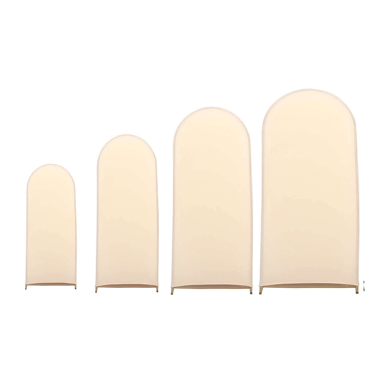 Set of 4 Matte Beige Spandex Fitted Wedding Arch Covers For Round Top Chiara Backdrop Stands - 4ft,5ft,6ft,7ft