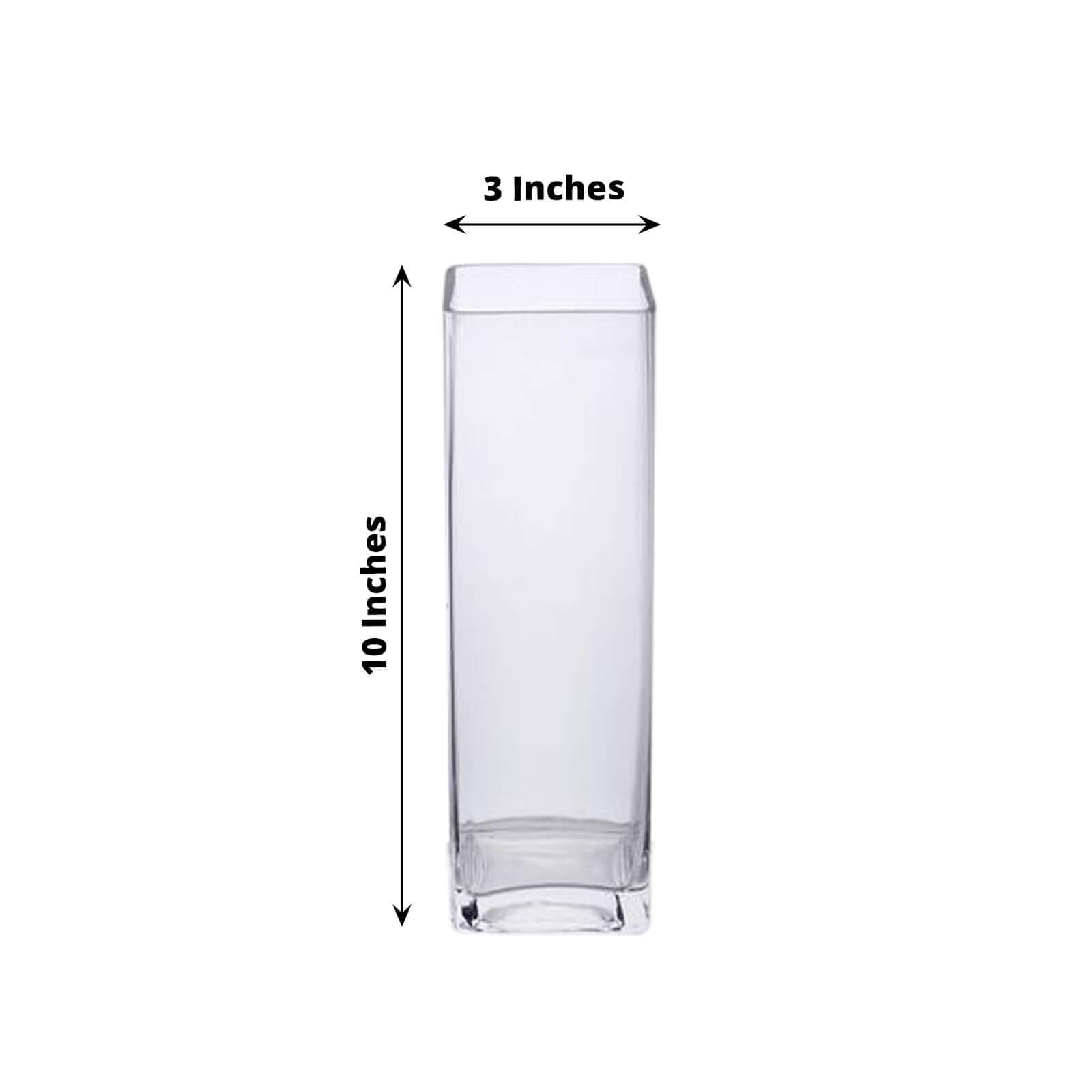 12-Pack Glass Cylinder Vases Square Clear - Durable Heavy Duty Floral Centerpieces for Weddings 10