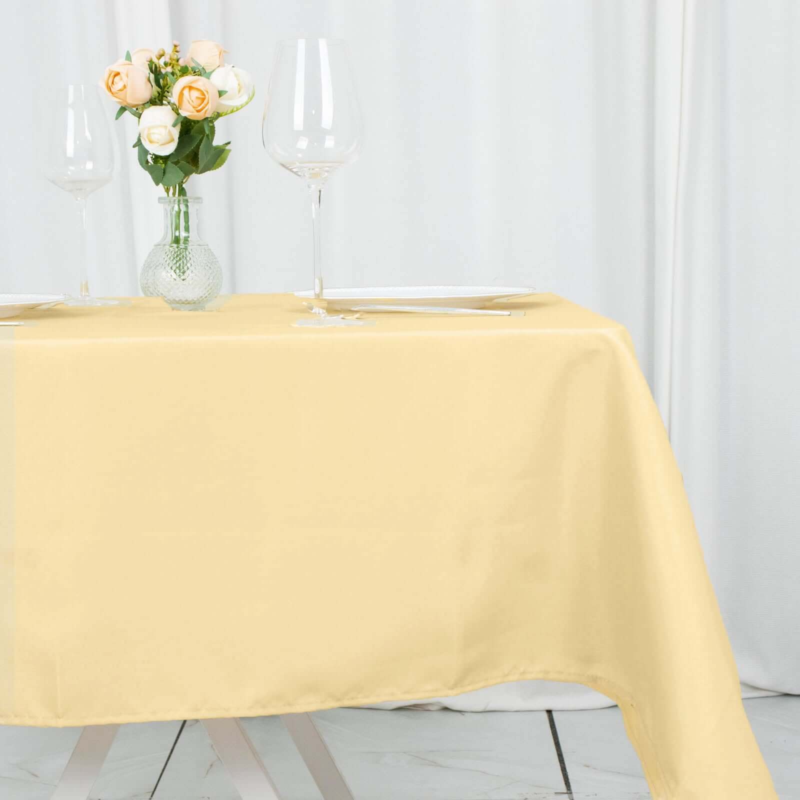 Premium Polyester 54x54 Table Overlay Square Tablecloth Champagne - 220GSM Stain and Wrinkle-Resistant Table Topper