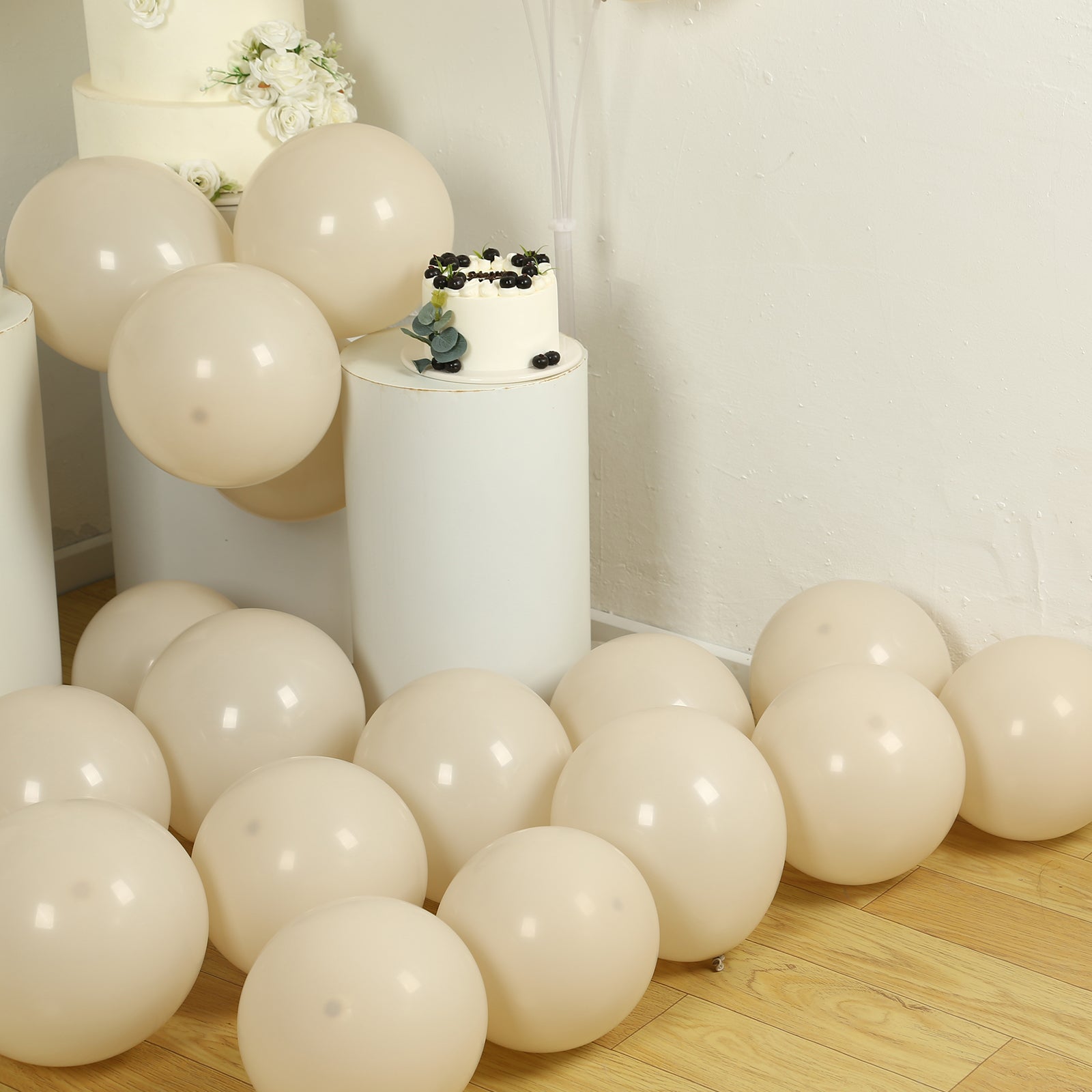 50 Pack Matte Pastel Beige Biodegradable Balloons 12, Round Eco-friendly Thick Latex Party Balloons