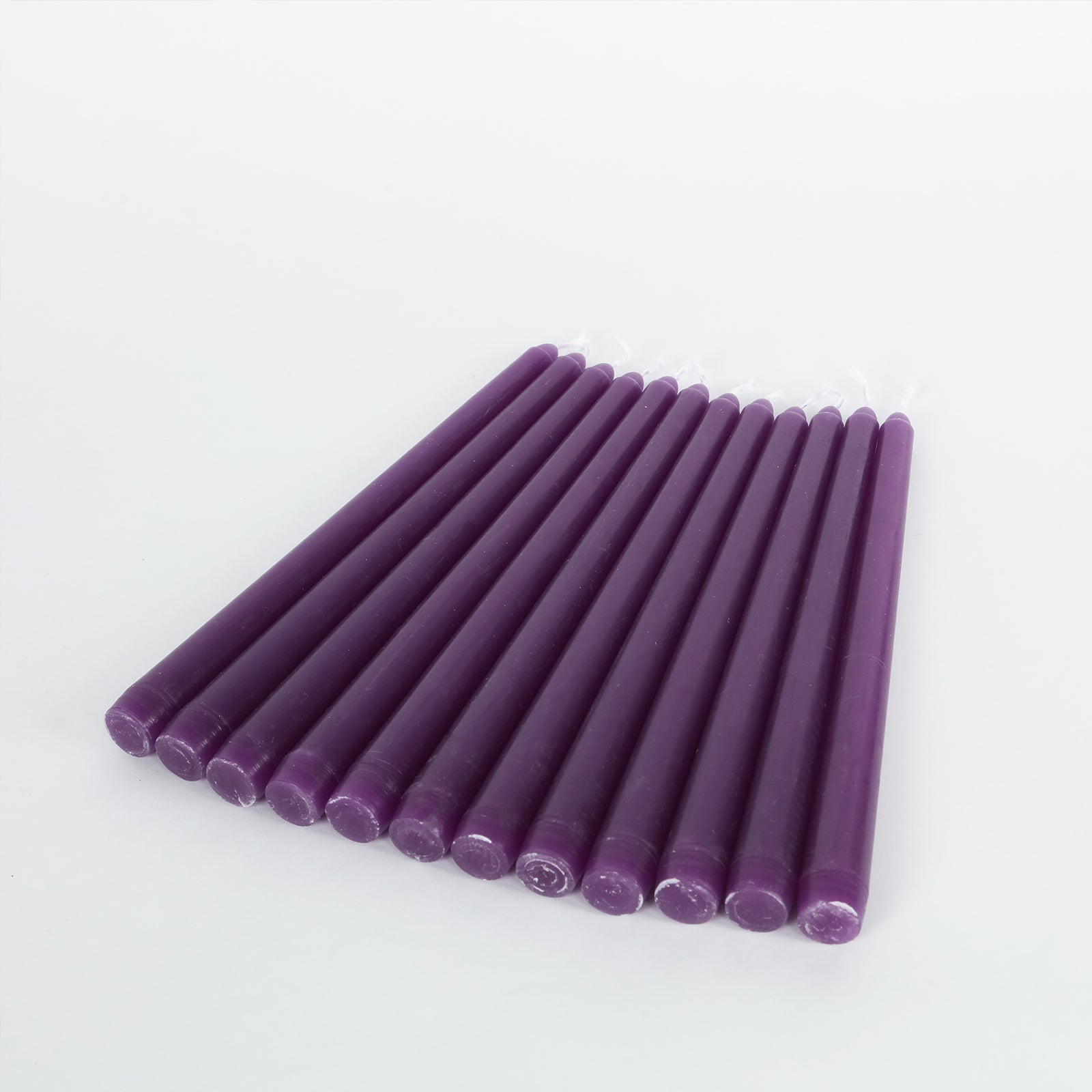 12-Pack Taper Candles Premium Wax Design Purple - Unscented Candles for Upscale Settings 10