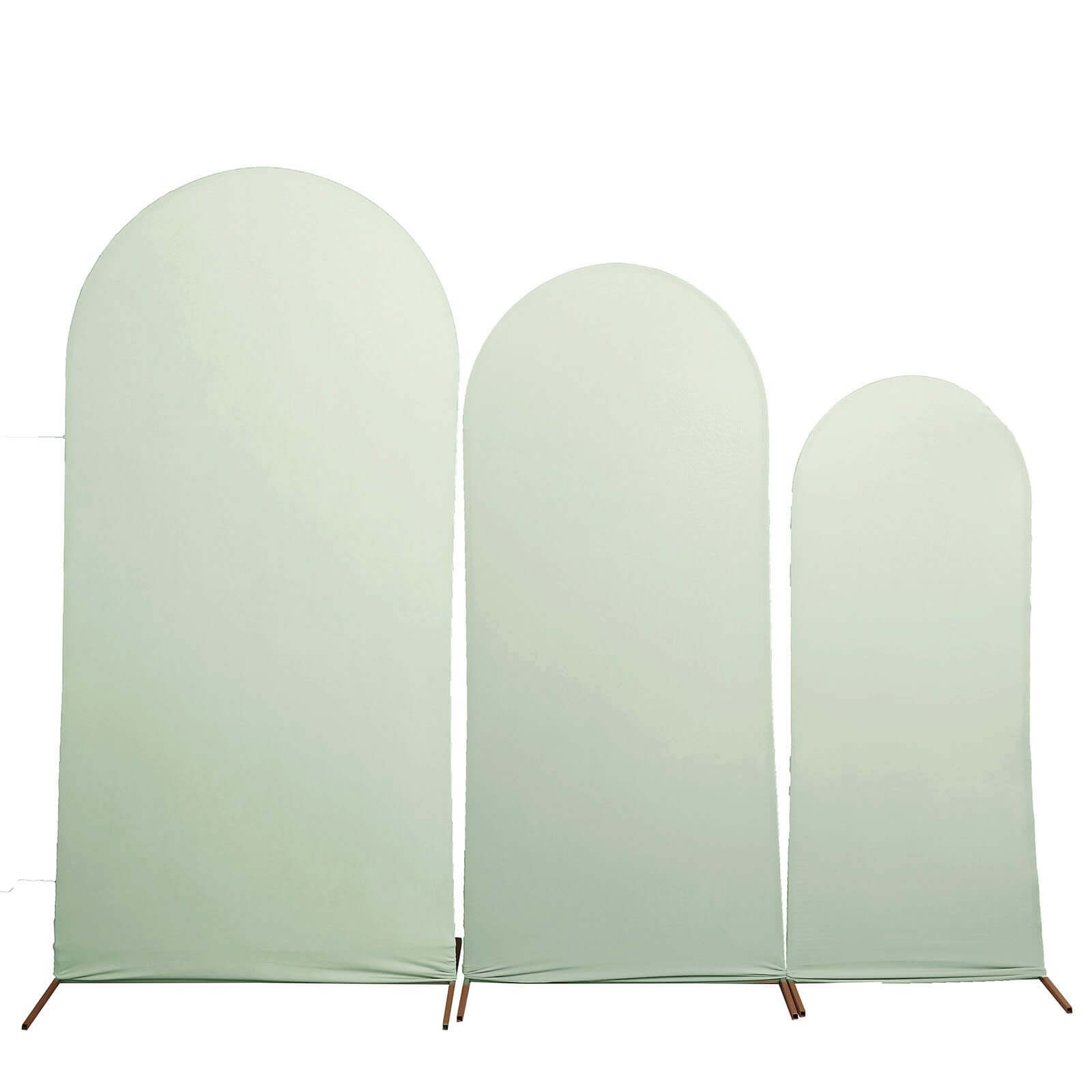 Set of 3 Matte Sage Green Spandex Fitted Chiara Backdrop Stand Cover For Round Top Wedding Arch - 5ft, 6ft, 7ft