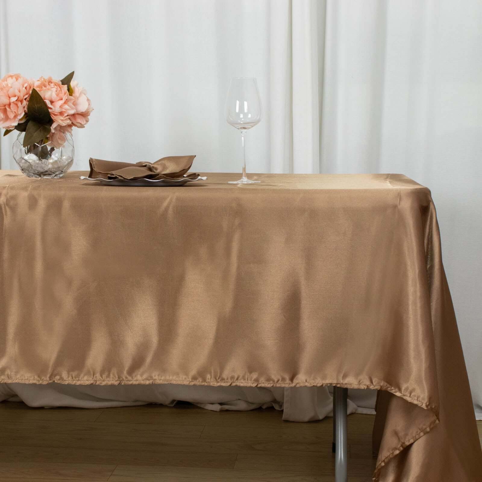 Satin Rectangular 60x126 Tablecloth Taupe - Smooth and Lustrous Table Cover