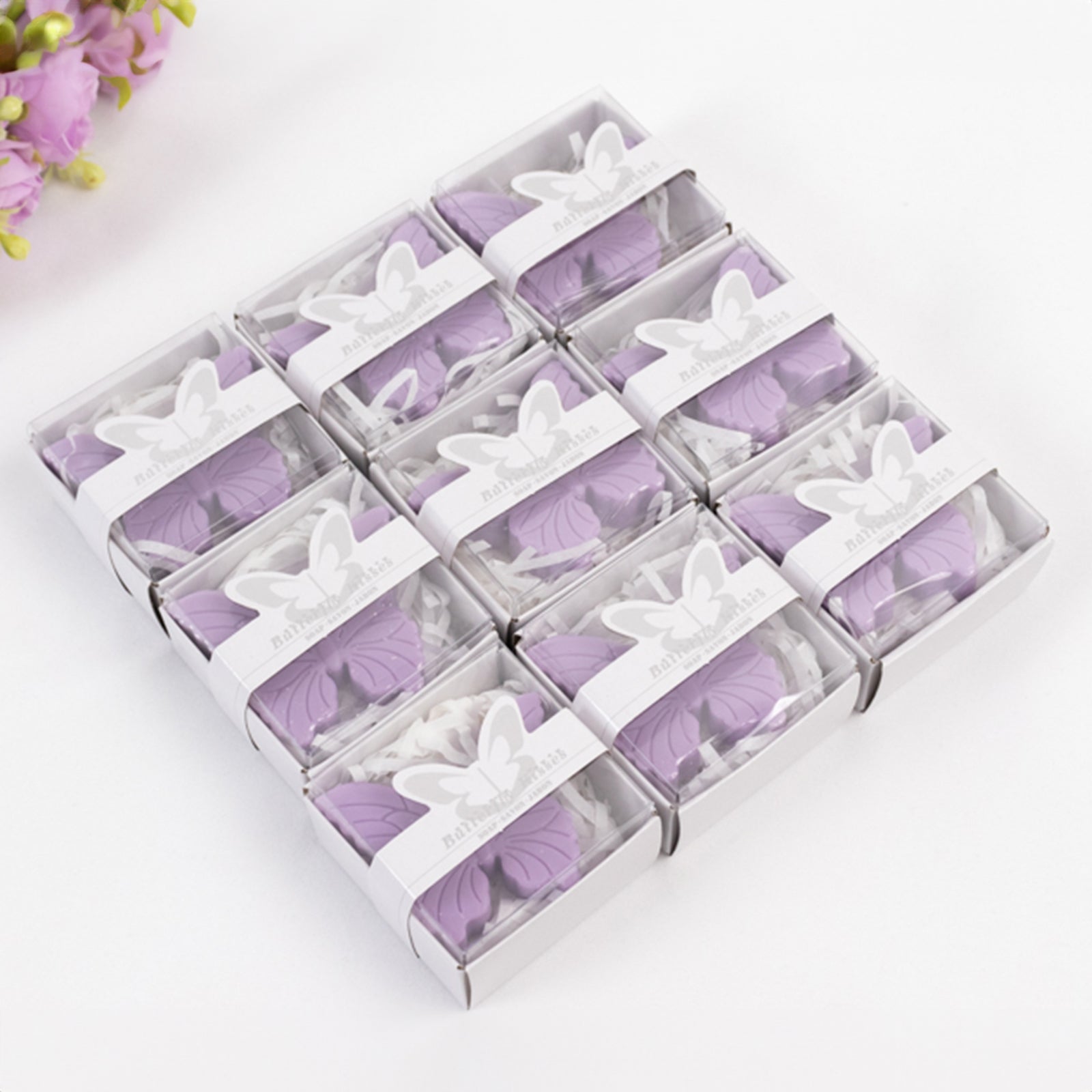 10 Pack Lavender Butterfly Unscented Soap Baby Shower Favors with Gift Boxes, Pre-Packed Bridal Shower Wedding Souvenirs - 2