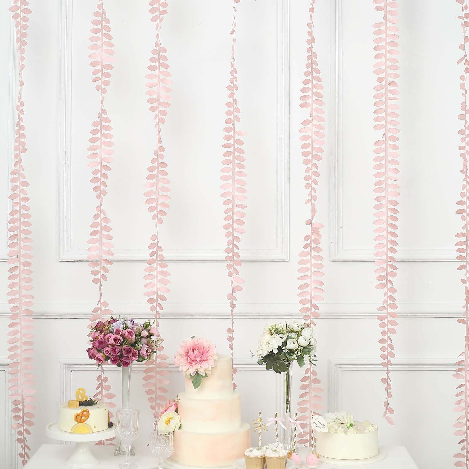 Taffeta Ribbon Sash with 4 Leaf Petal Design Dusty Rose 50ft - Sophisticated Artificial Fabric Garland