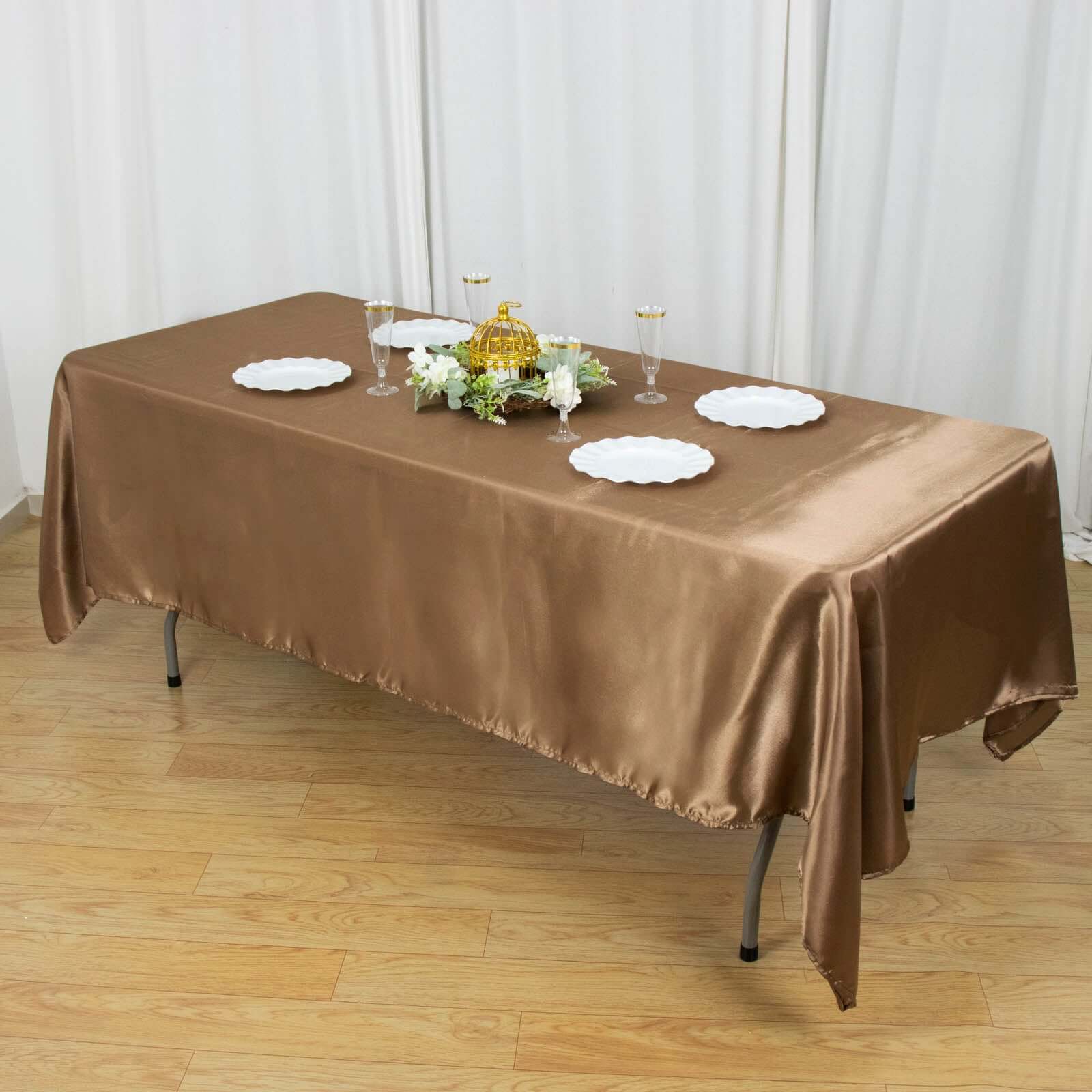 Satin Rectangular 60x102 Tablecloth Taupe - Smooth and Lustrous Table Cover