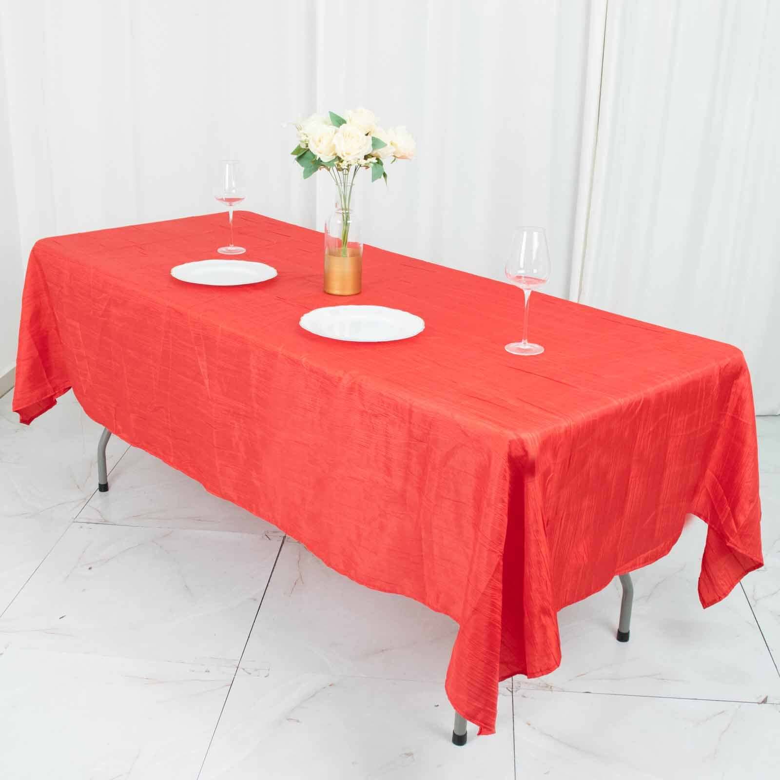 Taffeta 60x102 Rectangle Tablecloth Red - Accordion Crinkle Table Cover