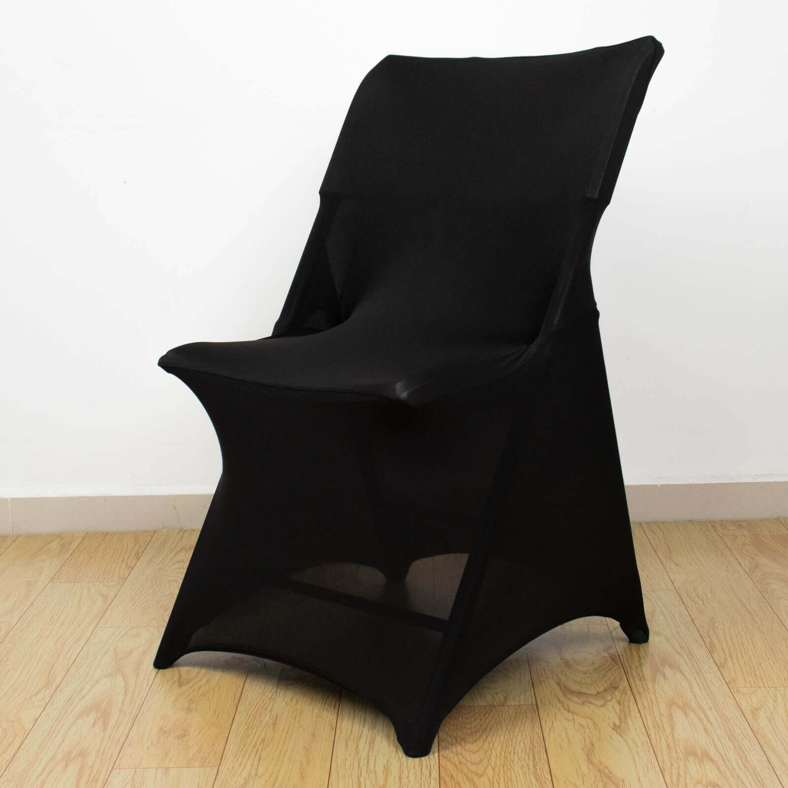 Stretch Spandex Chair Cover Black for Lifetime Folding Chairs - Wrinkle Resistant Snug Fit Slipcover with Foot Pockets