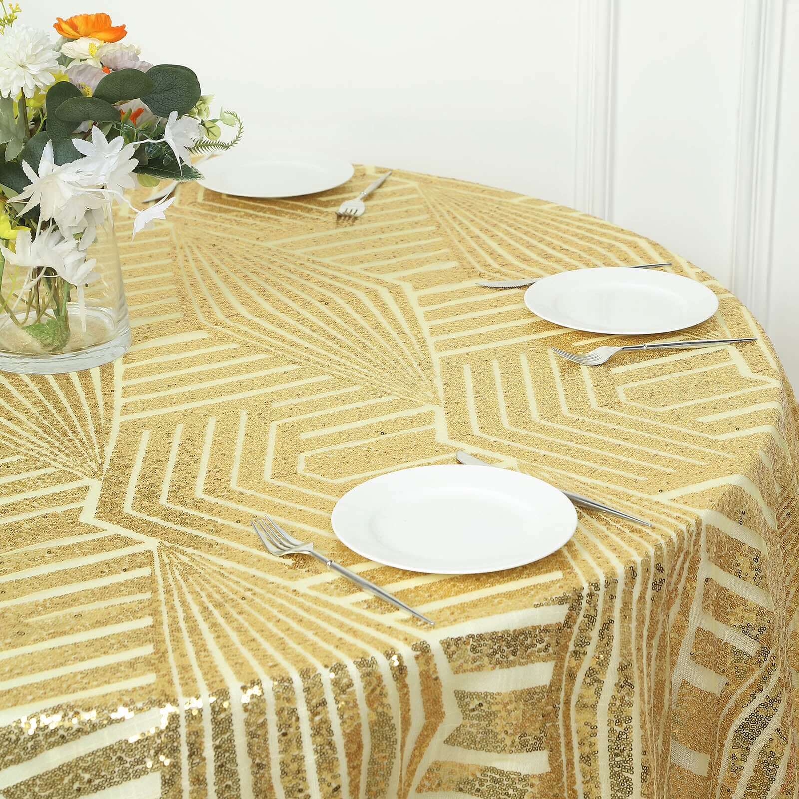 Sequin 72 Table Overlay Square Tablecloth Gold with Diamond Glitz Design - Perfect for Luxe Events