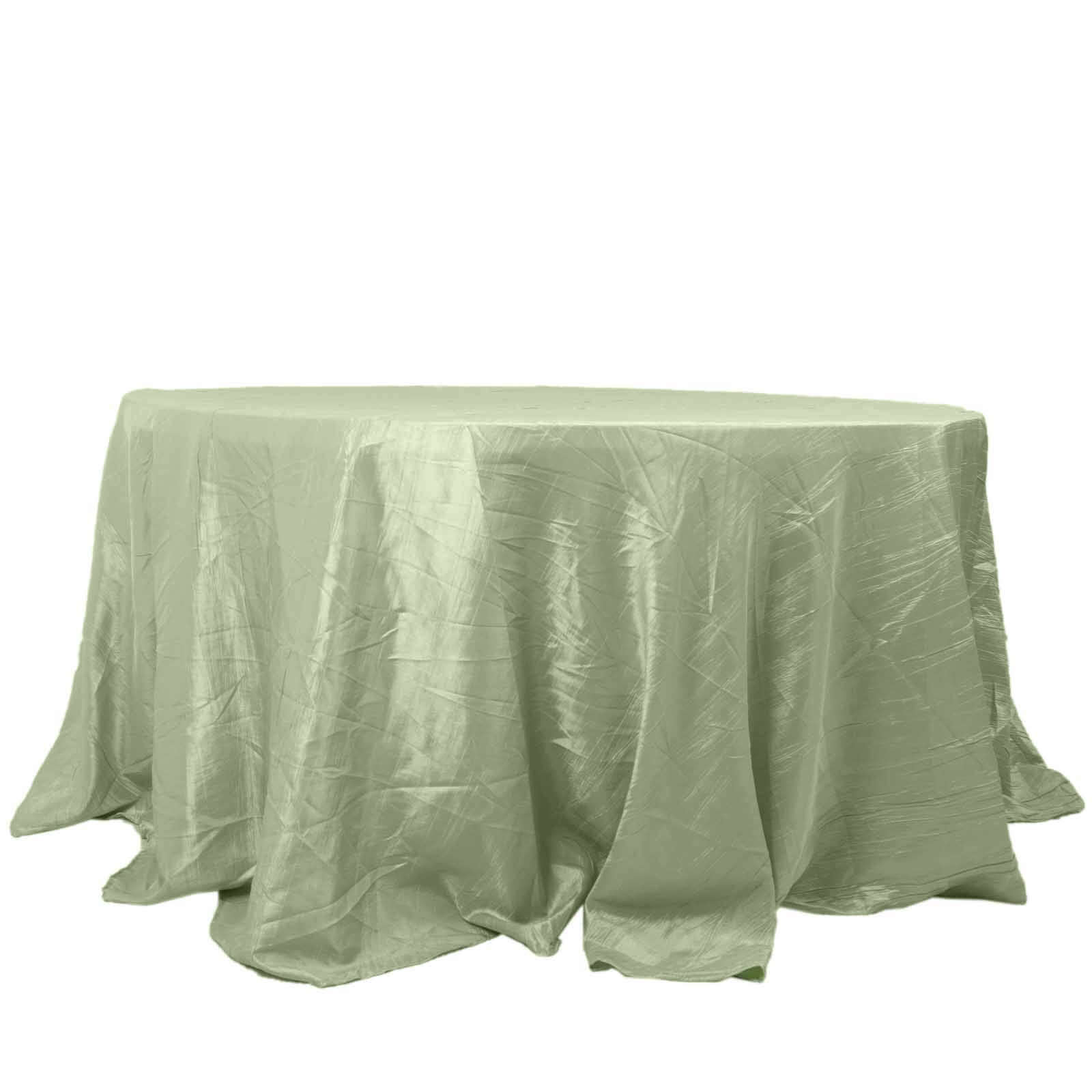 Taffeta 132 Round Tablecloth Sage Green - Seamless Accordion Crinkle Table Cover