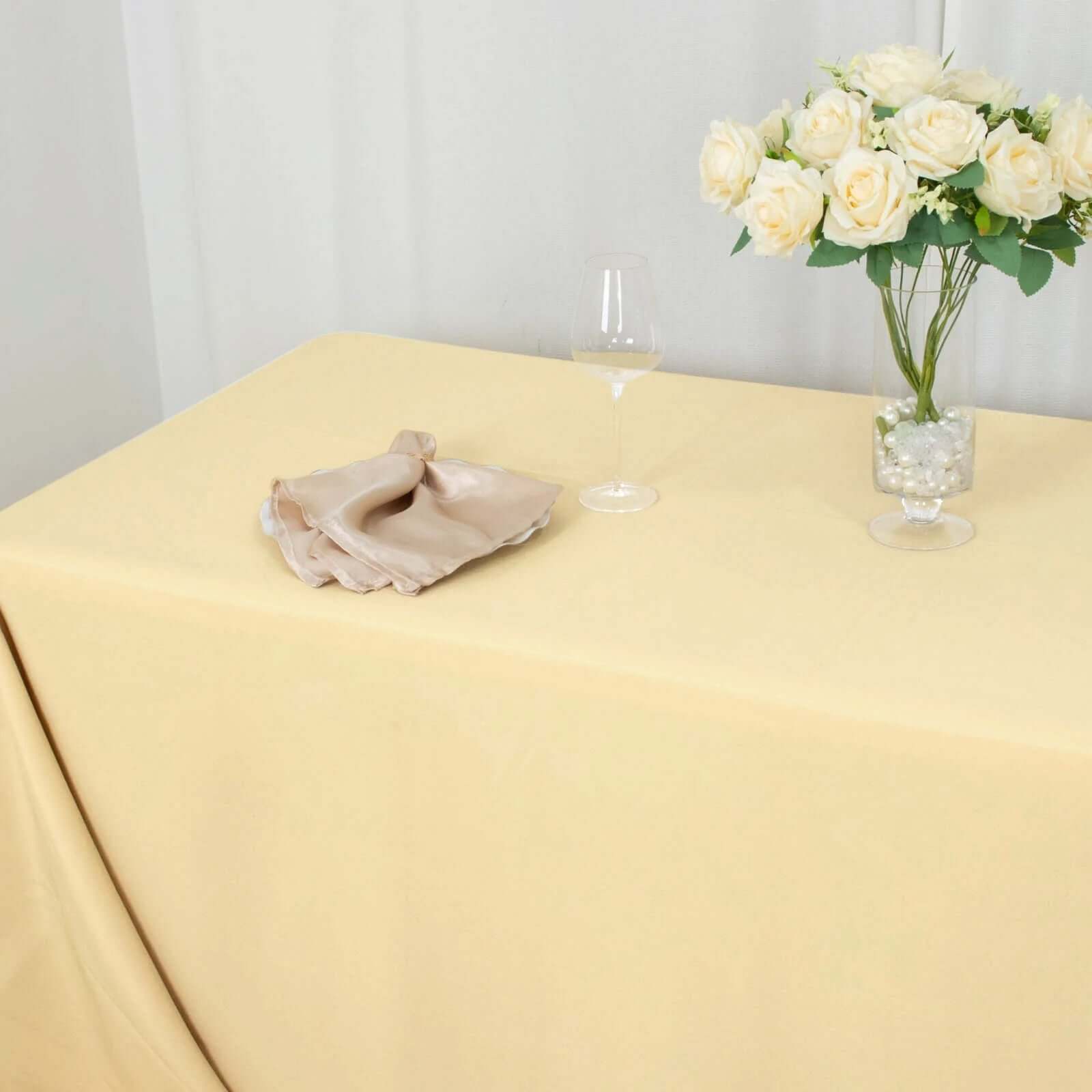 Premium Polyester 90x156 Rectangle Tablecloth Champagne - Seamless 220GSM Stain-Resistant Table Cover