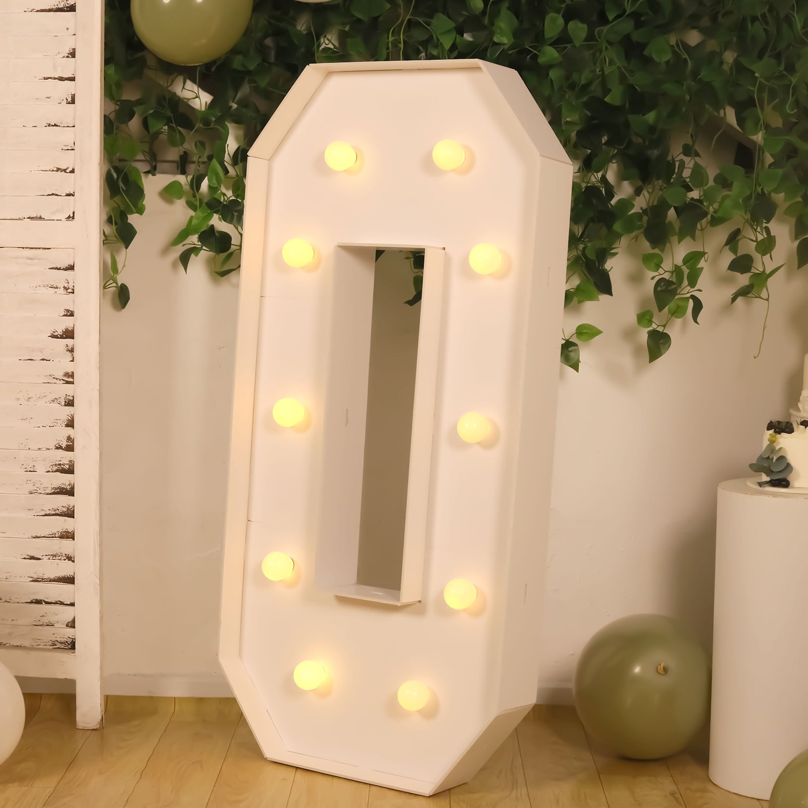 Giant LED Marquee Light Up Letter O, White 4ft Pre-Cut Foam Board with 10 Warm White Battery Operated LEDs, Glue Gun and Sticks