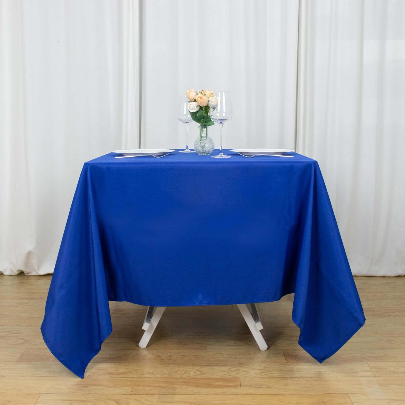 Premium Polyester Square Tablecloth 70x70 Royal Blue 220GSM Wrinkle-Resistant Table Cover