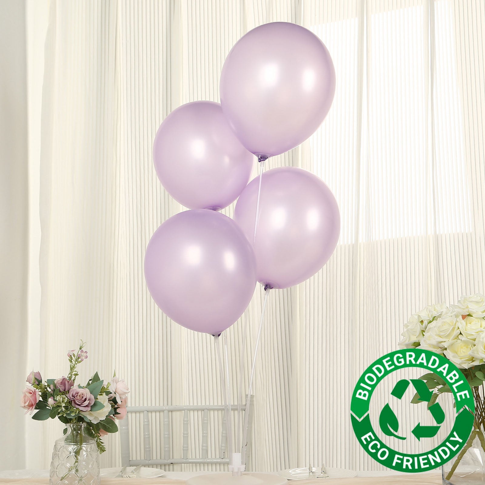 50 Pack Purple Biodegradable Balloons, 12 Thickened Extra Strong Eco-friendly Latex Helium Party Balloons