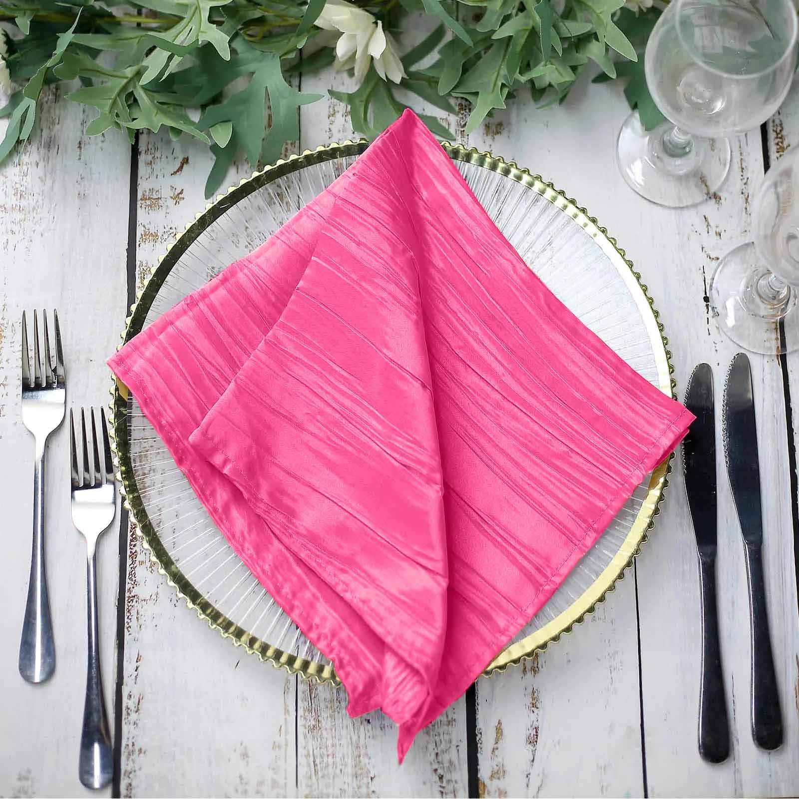 5 Pack Taffeta 20x20 Napkins Fuchsia Accordion - Accordion Crinkle Dinner Napkins