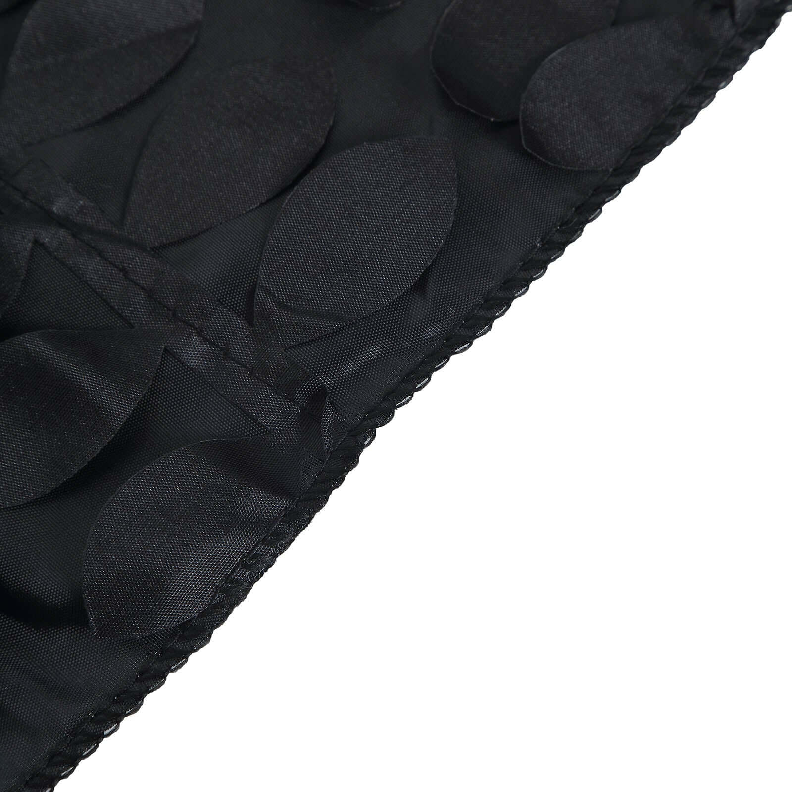 Taffeta 90x156 Rectangle Tablecloth Black | 3D Leaf Petal Design Seamless Table Cover