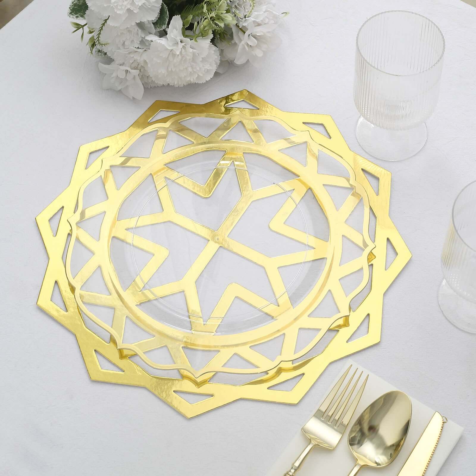 6-Pack Disposable Table Placemats in Metallic Gold Laser Cut Geometric Star Design - 700GSM Cardboard Placemats for Glamorous Table Settings 13