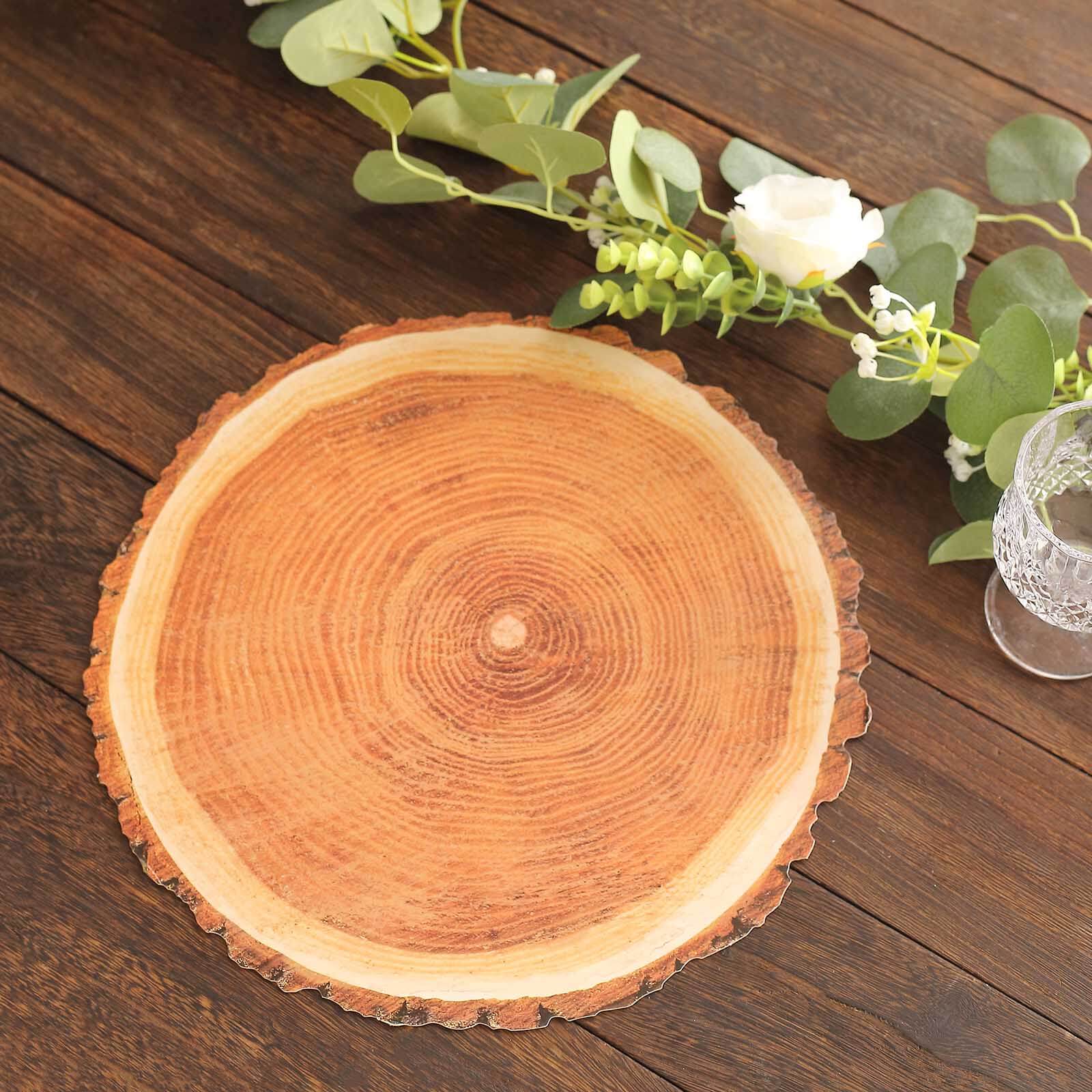 6-Pack Disposable Table Placemats in Natural Wood Slice Print - 700GSM Cardboard Placemats for Boho Farmhouse Decor 13