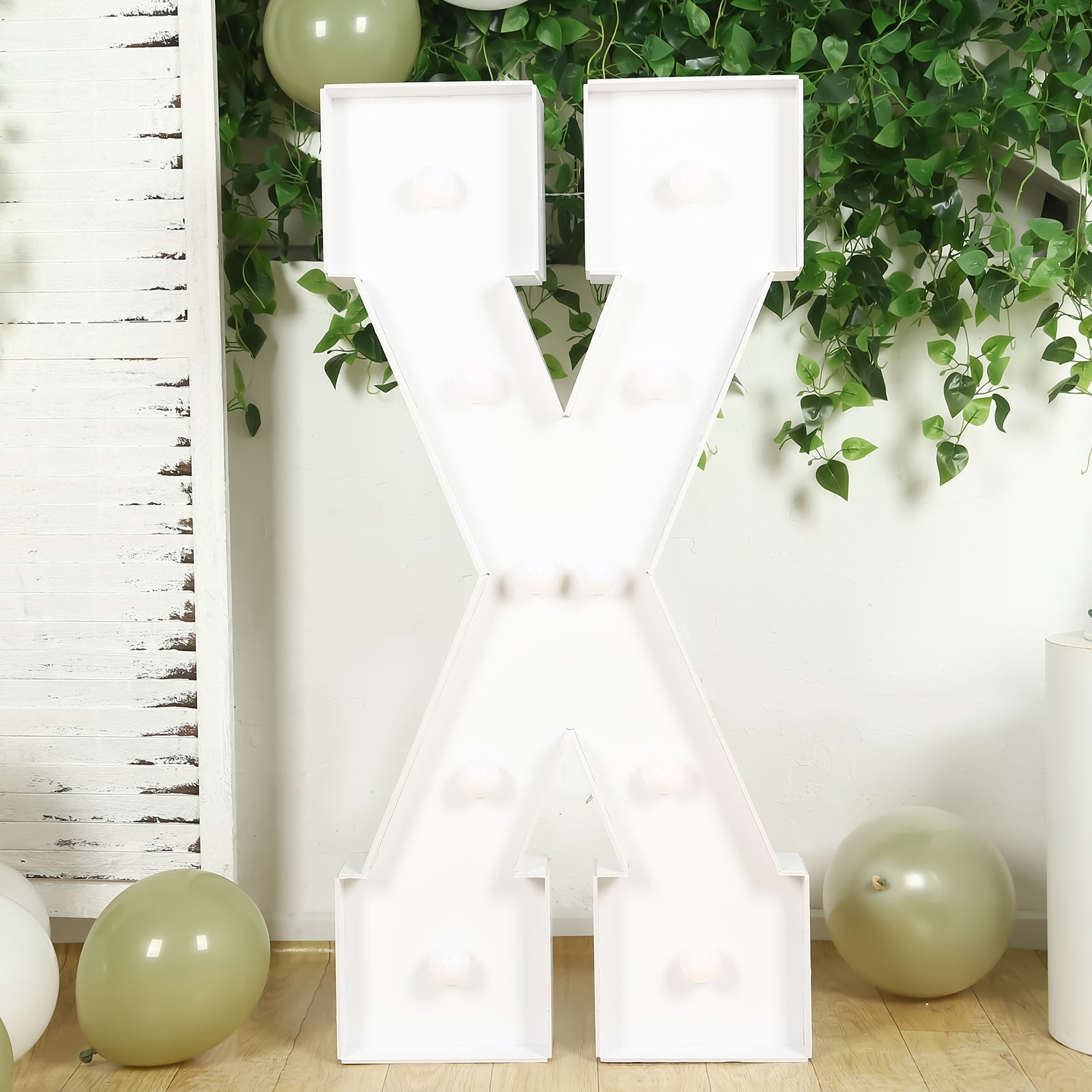 Giant LED Marquee Light Up Letter X, White 4ft Pre-Cut Foam Board with 10 Warm White Battery Operated LEDs, Glue Gun and Sticks