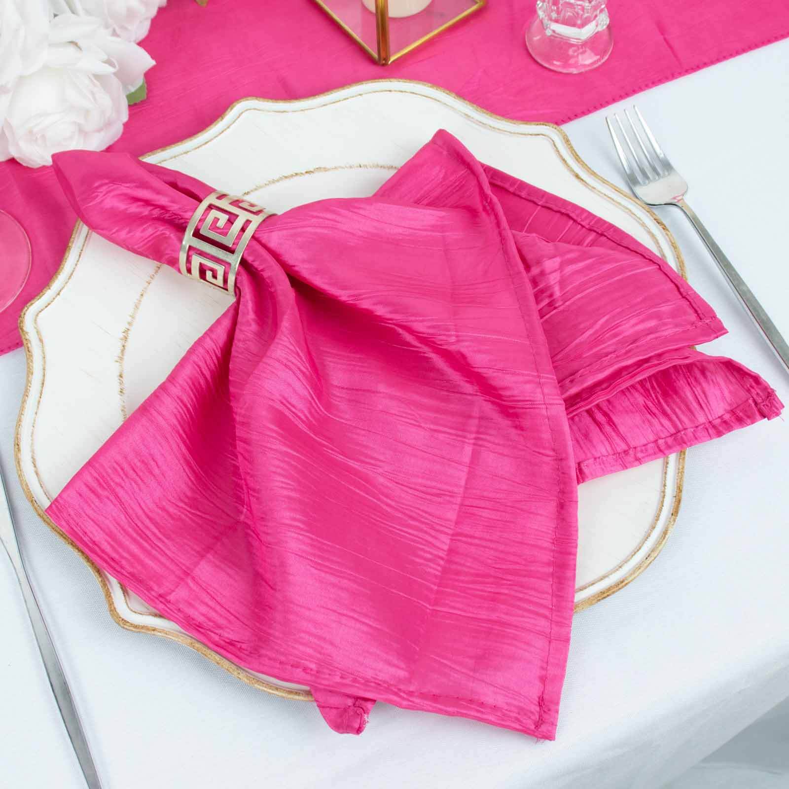 5 Pack Taffeta 20x20 Napkins Fuchsia Accordion - Accordion Crinkle Dinner Napkins