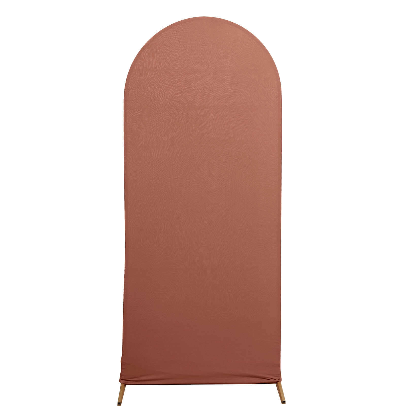 5ft Matte Terracotta (Rust) Spandex Fitted Chiara Backdrop Stand Cover For Round Top Wedding Arch