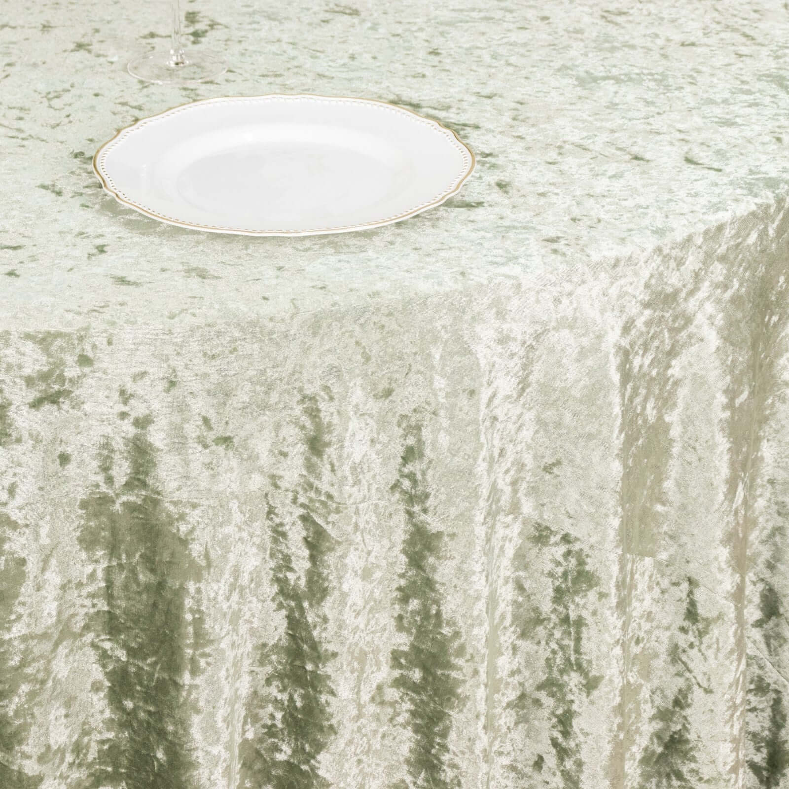 Taffeta 90x90 Table Overlay Square Tablecloth Sage Green - Accordion Crinkle Table Cover