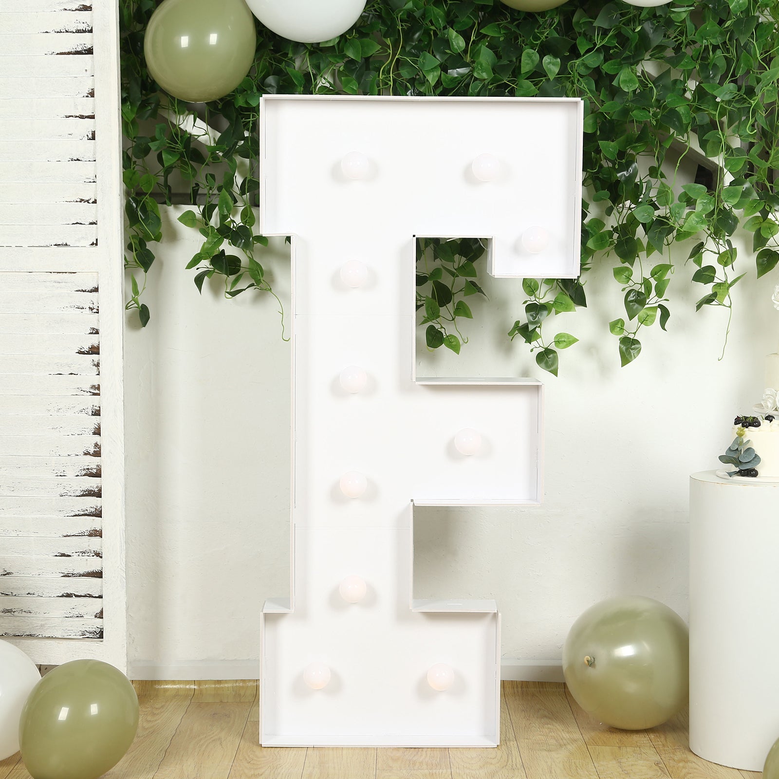 Giant LED Marquee Light Up Letter F, White 4ft Pre-Cut Foam Board with 10 Warm White Battery Operated LEDs, Glue Gun and Sticks