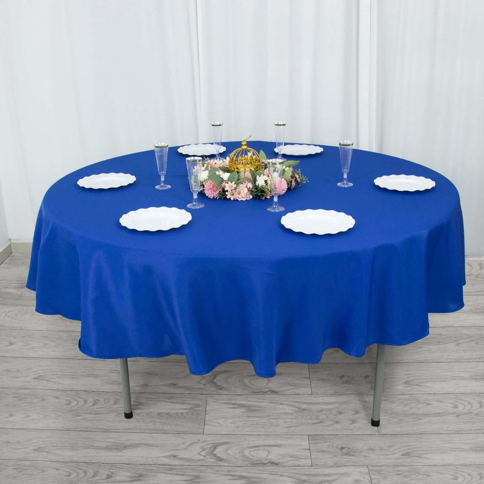 Premium Polyester 90 Round Tablecloth Royal Blue - Stain and Wrinkle-Resistant Design with 220GSM Thickness Table Cover