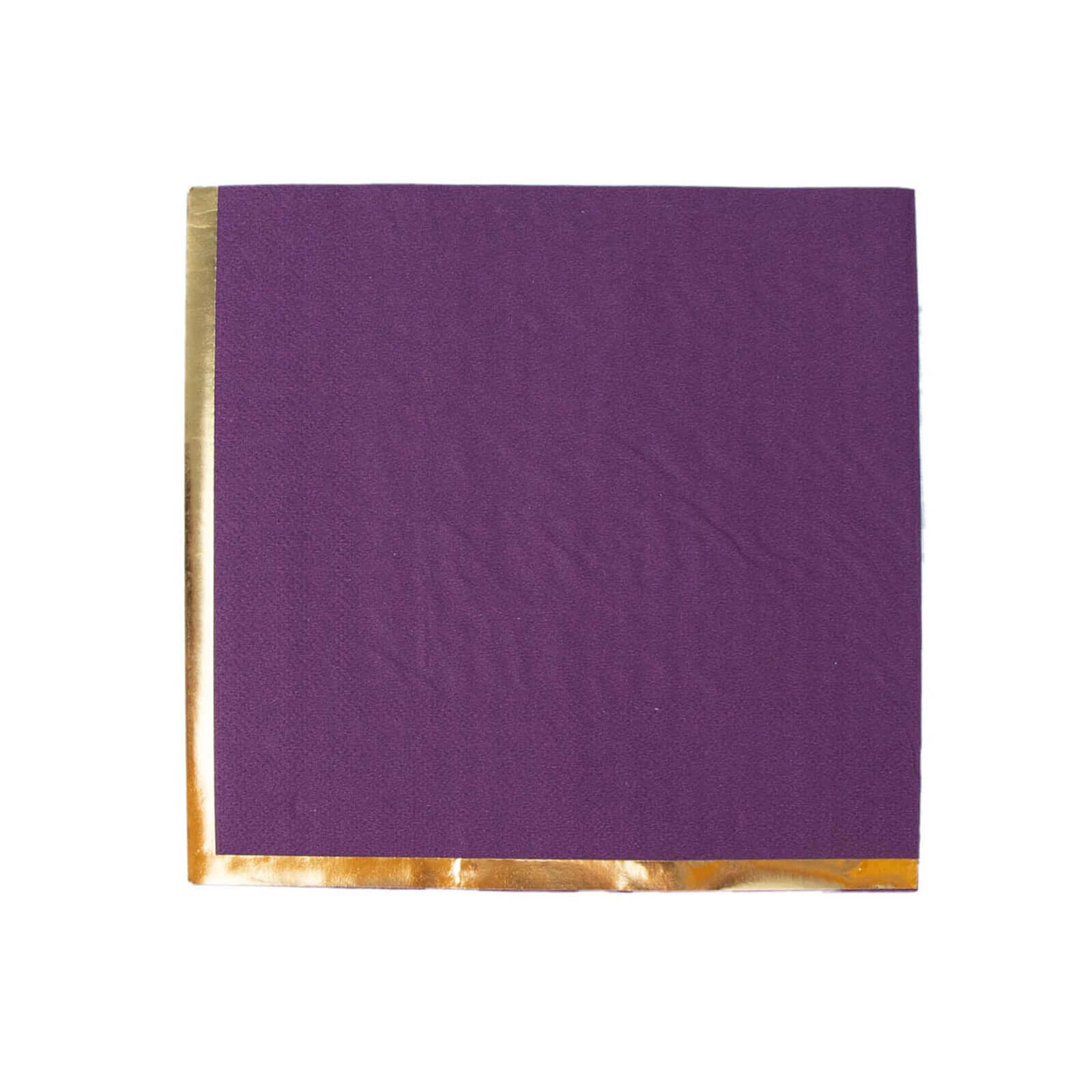 50-Pack Paper Beverage Napkins with Gold Foil Edge Purple - Disposable 2 Ply Cocktail Napkins for Events 6.5x6.5