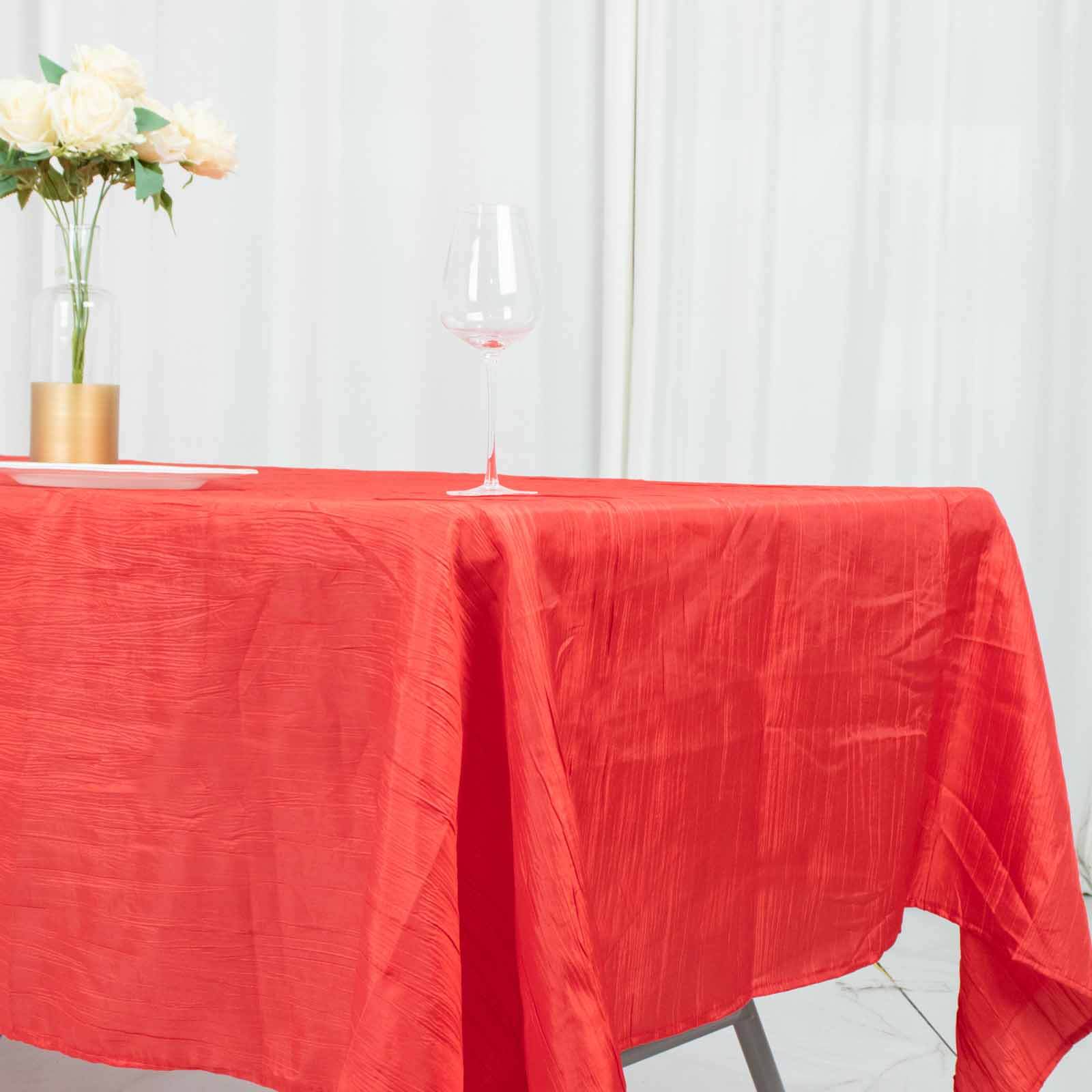 Taffeta 60x102 Rectangle Tablecloth Red - Accordion Crinkle Table Cover