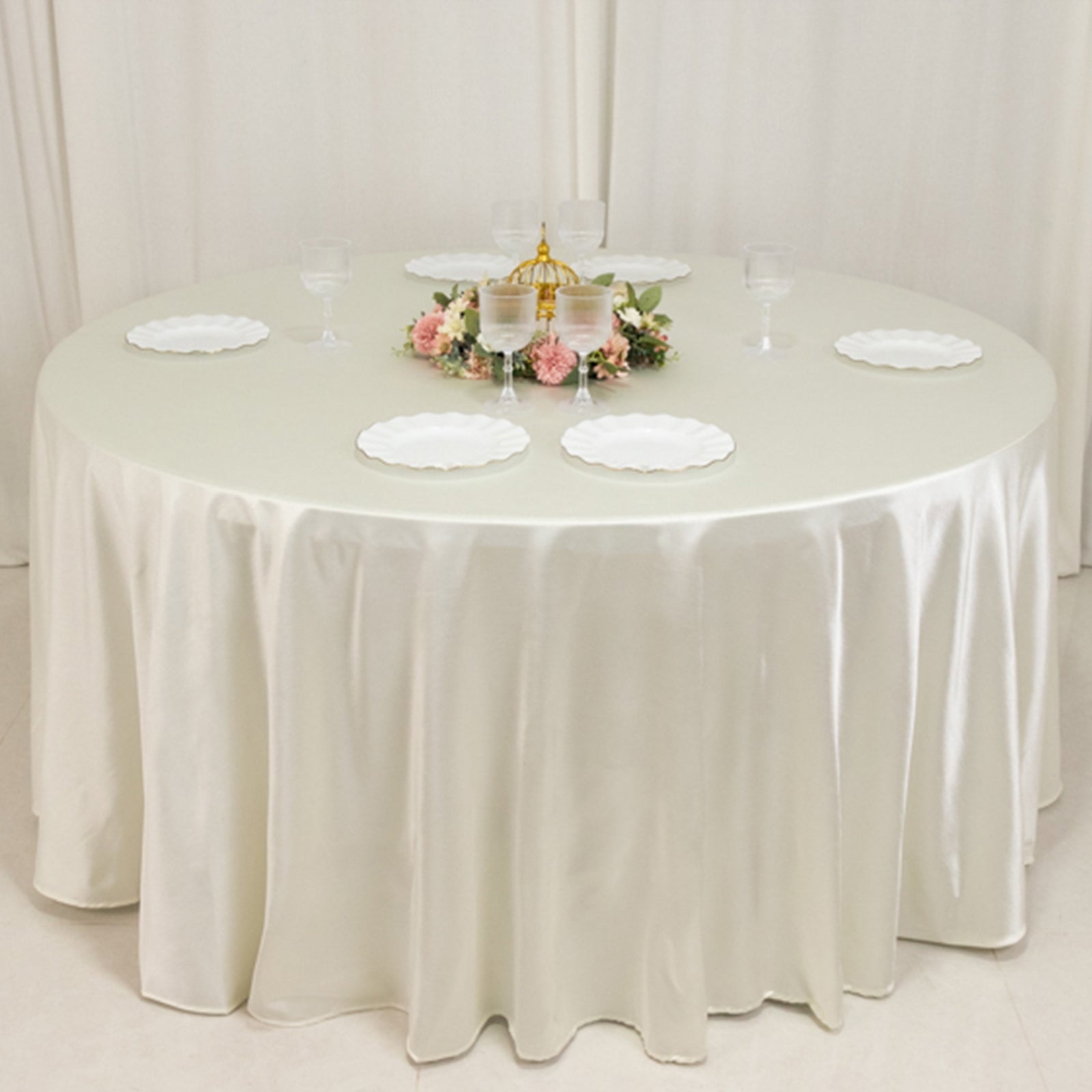 Premium Scuba Round 120 Tablecloth Shimmering Pearl - Wrinkle Free, Stain Resistant & Seamless Table Cover