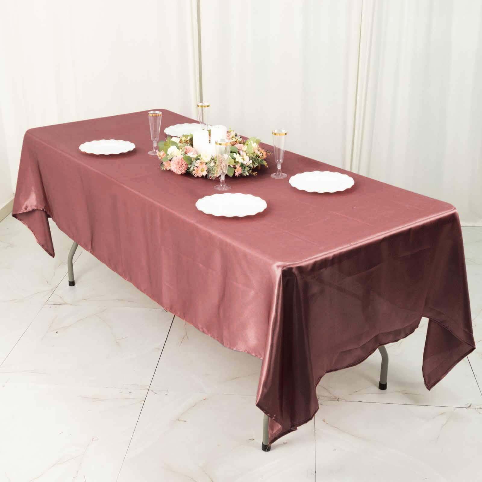 Satin Rectangular 60x102 Tablecloth Cinnamon Rose - Smooth and Lustrous Table Cover