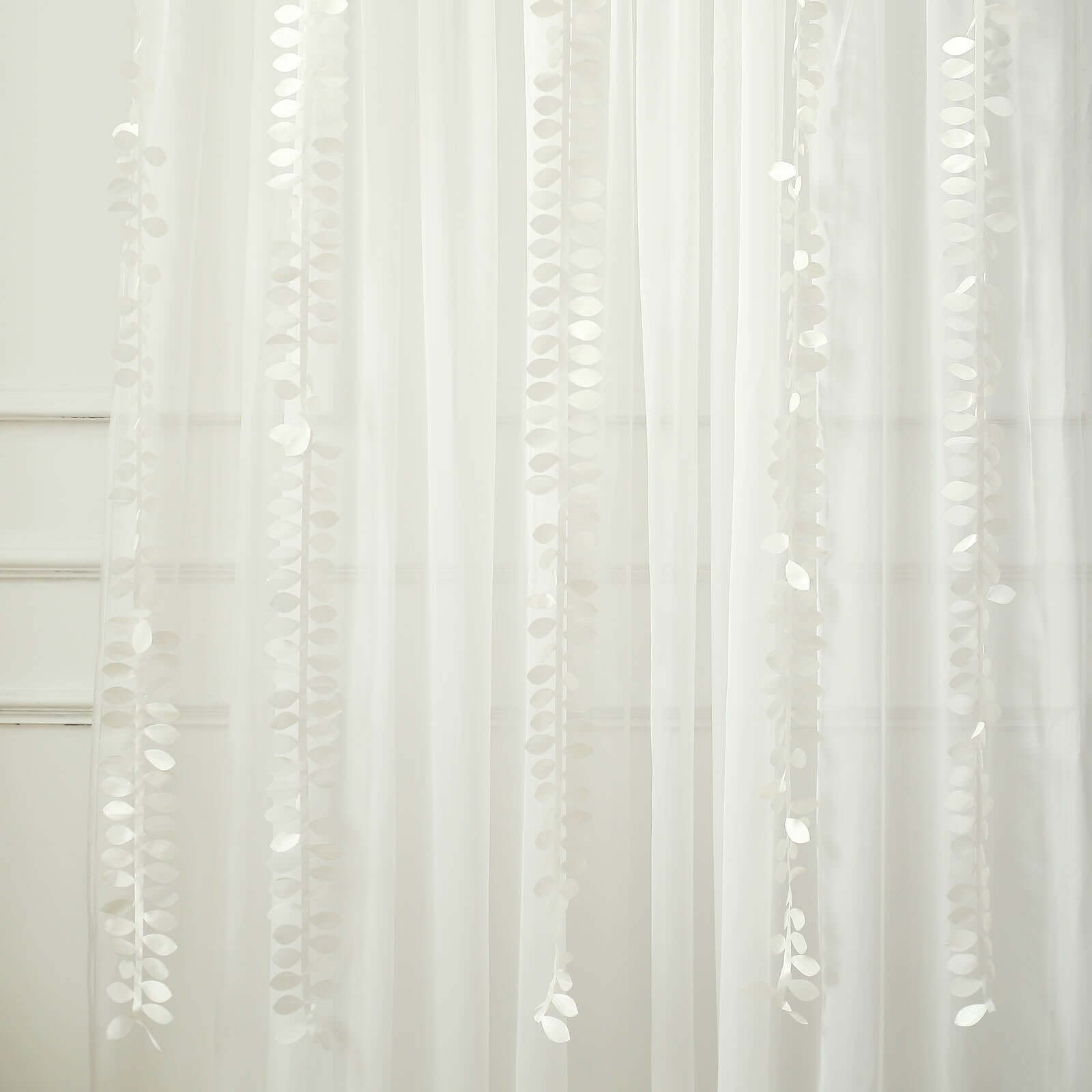 Taffeta Ribbon Sash with 4 Leaf Petal Design Ivory 50ft - Sophisticated Artificial Fabric Garland