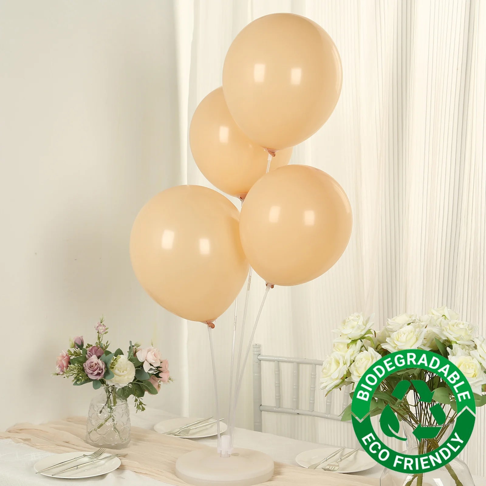 50 Pack Matte Pastel Peach Biodegradable Balloons 12, Round Eco-friendly Thick Latex Party Balloons