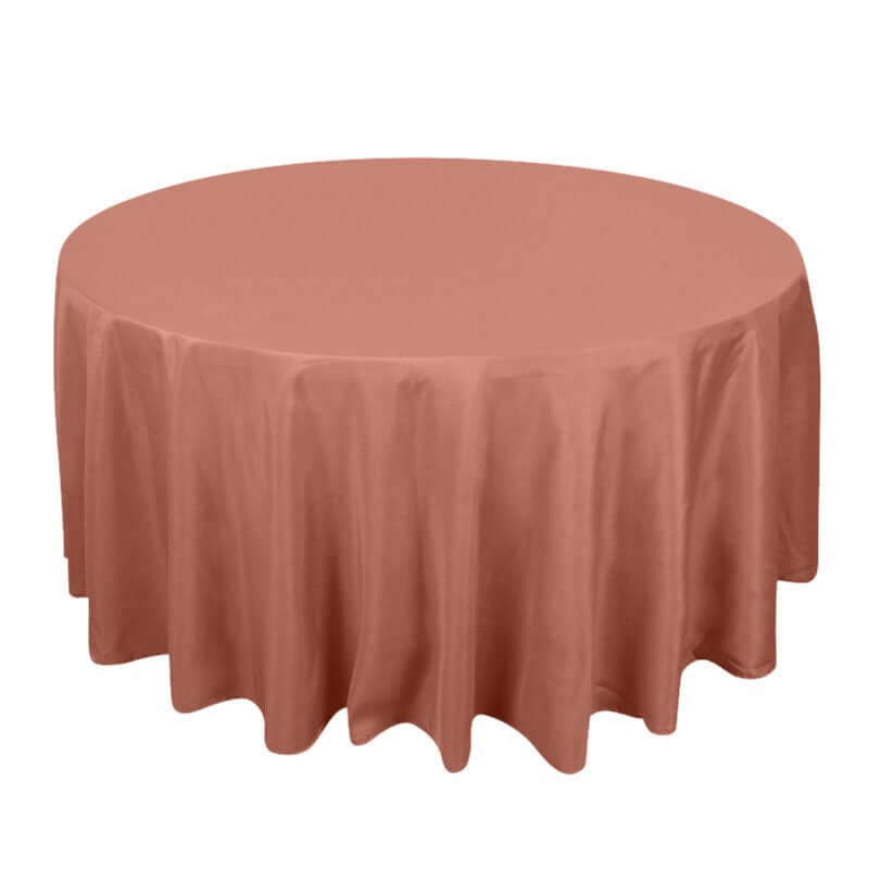 Premium Polyester 120 Round Tablecloth Terracotta (Rust) - Seamless 220GSM Wrinkle-Resistant Table Cover