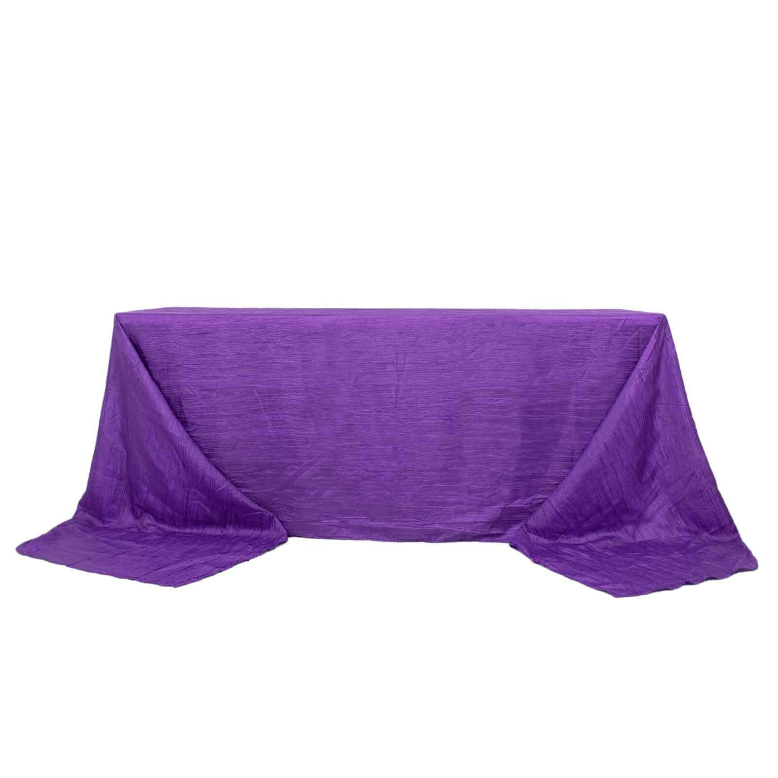 Taffeta 90x156 Rectangle Tablecloth Purple - Accordion Crinkle Seamless Table Cover