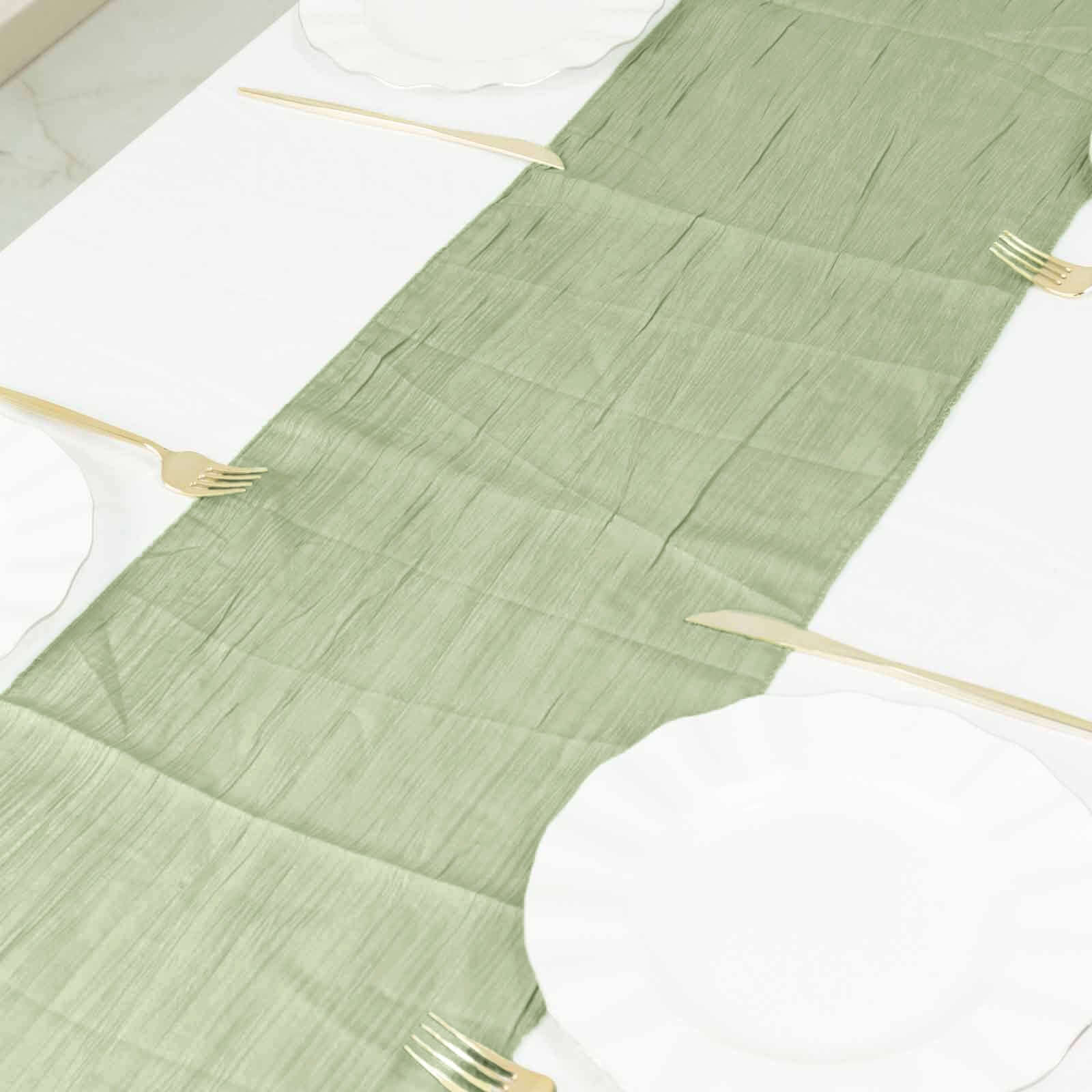 Taffeta 12x108 Table Runner Sage Green - Accordion Crinkle Design