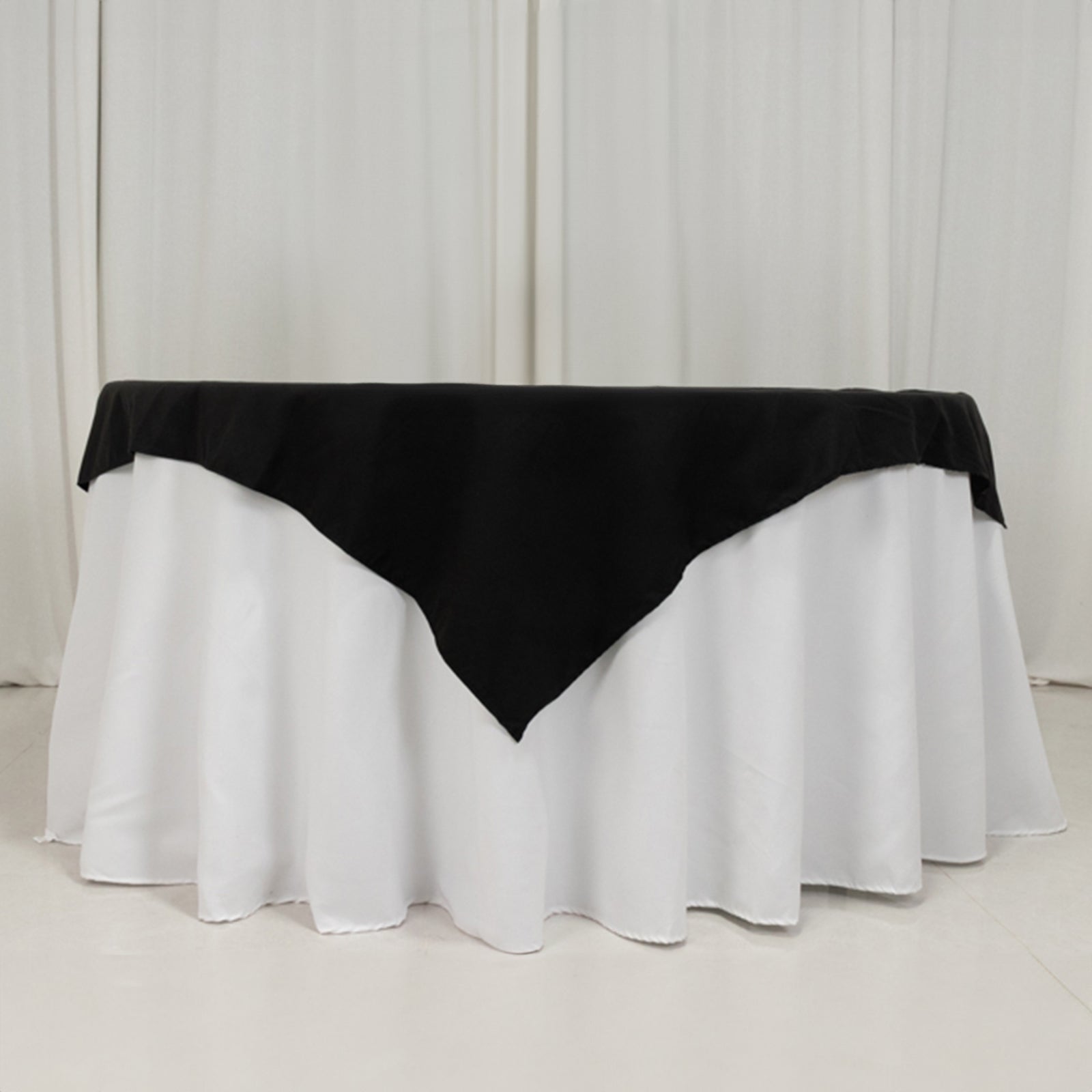 Cotton Blend 54x54 Table Overlay Square Tablecloth Black - Wrinkle-Resistant Finish for Modern Table Settings