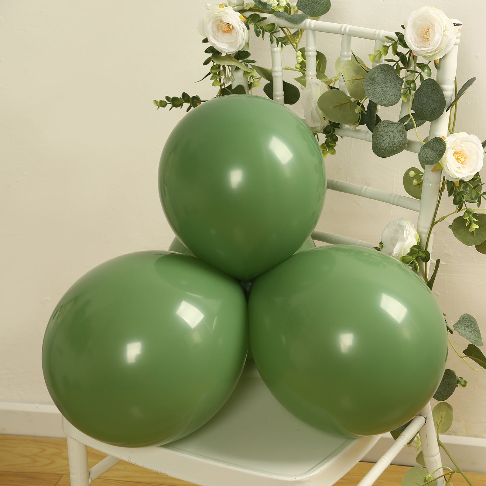 50 Pack Matte Pastel Dusty Sage Green Biodegradable Balloons 12, Round Eco-friendly Thick Latex Party Balloons