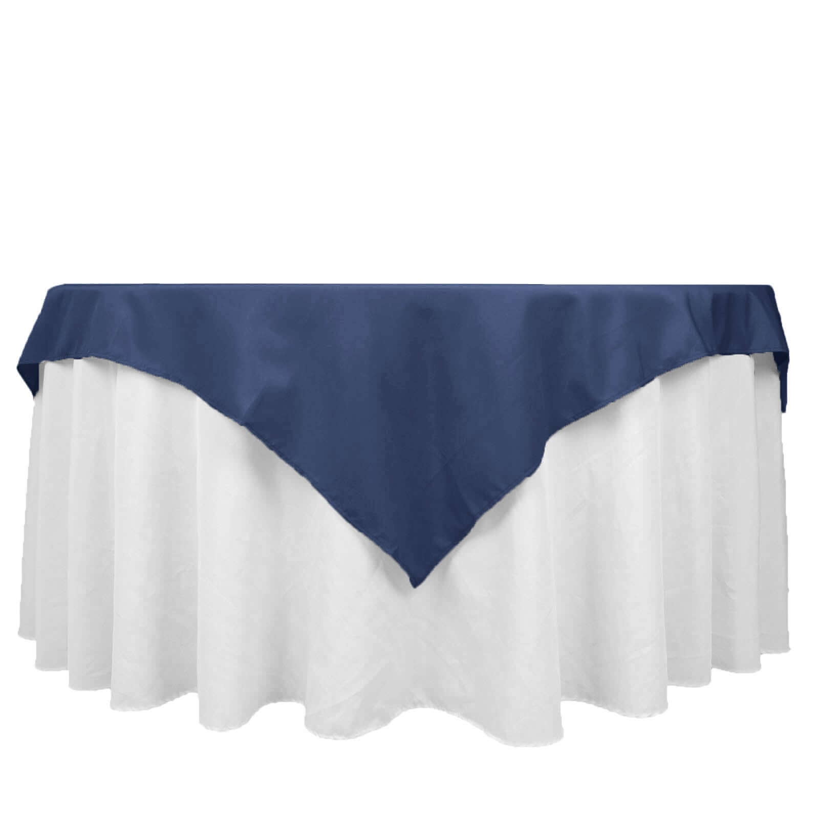 Premium Polyester 54x54 Table Overlay Square Tablecloth Navy Blue - Stain and Wrinkle-Resistant 220GSM Table Topper