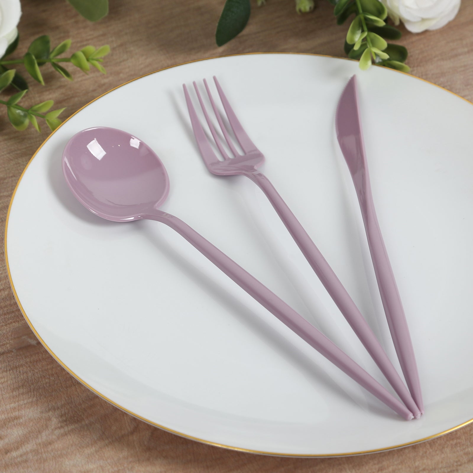 60 Pack Plastic Silverware Set, Lavender Lilac Heavy Duty Disposable Sleek Utensil Cutlery