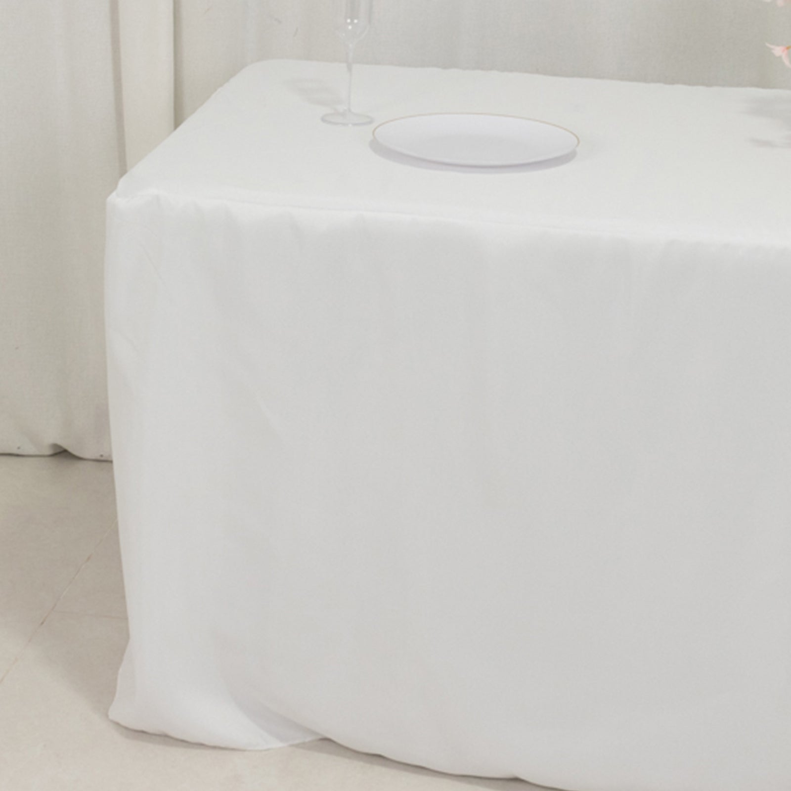 Fitted Polyester 72x30 Rectangle Tablecloth White with Open Back Design - Easy to Maintain and Wrinkle-Resistant Table Cover for Trade Shows & Displays