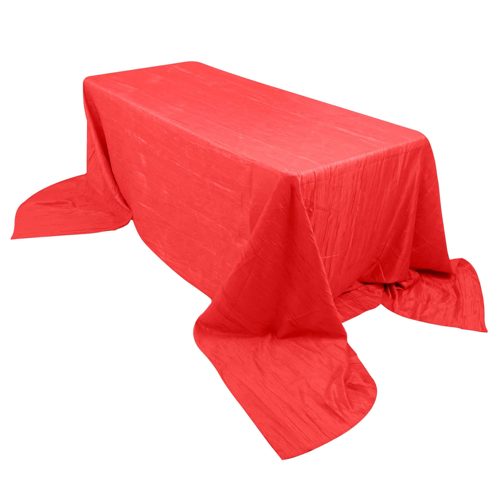Taffeta 90x156 Rectangle Tablecloth Red - Accordion Crinkle Seamless Table Cover