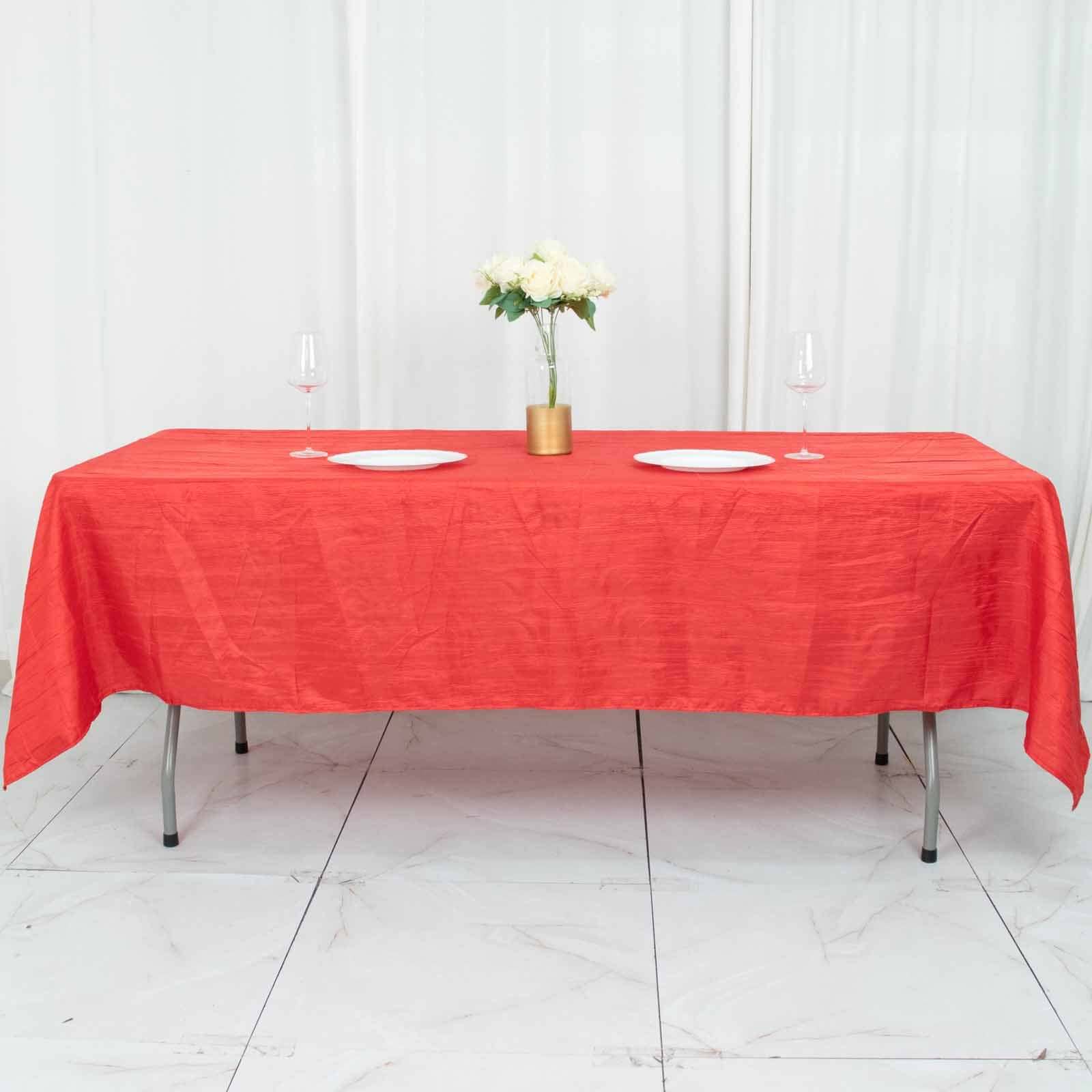 Taffeta 60x102 Rectangle Tablecloth Red - Accordion Crinkle Table Cover