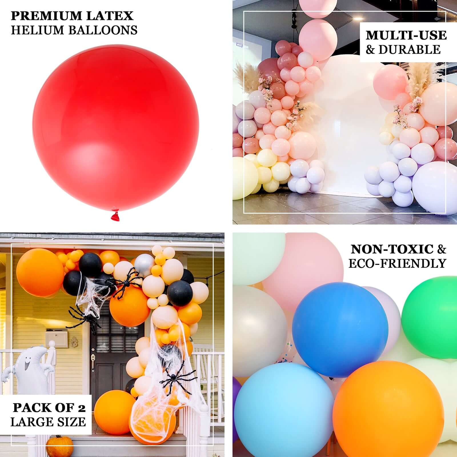 2 Pack 32 Large Balloons Helium or Air Latex Balloons Pastel White