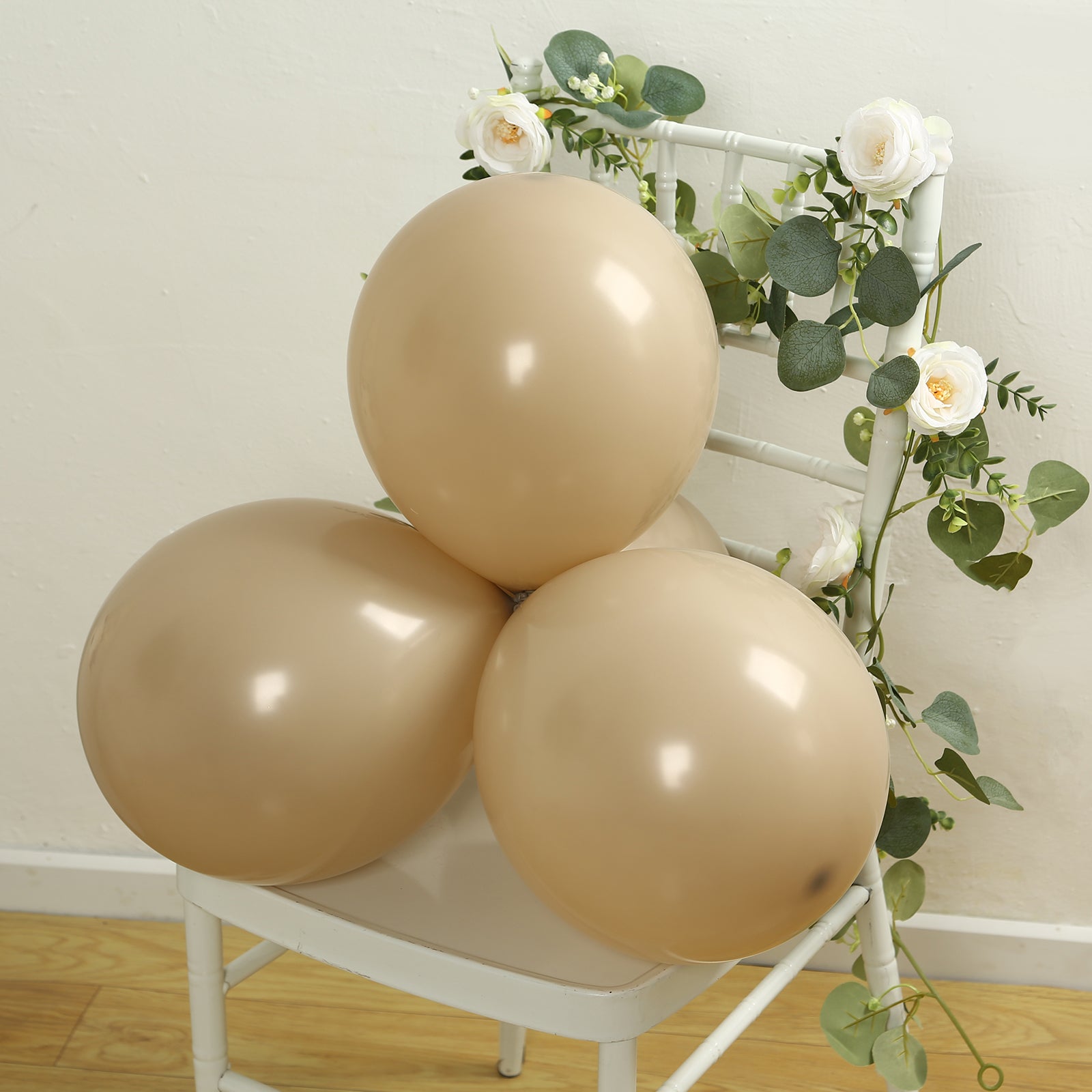 50 Pack Matte Pastel Taupe Biodegradable Balloons 12, Round Eco-friendly Thick Latex Party Balloons