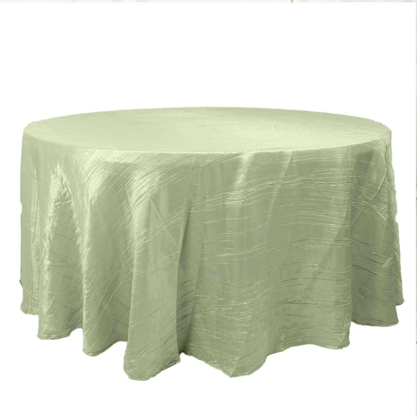 Taffeta 120 Round Tablecloth Sage Green - Seamless Accordion Crinkle Table Cover