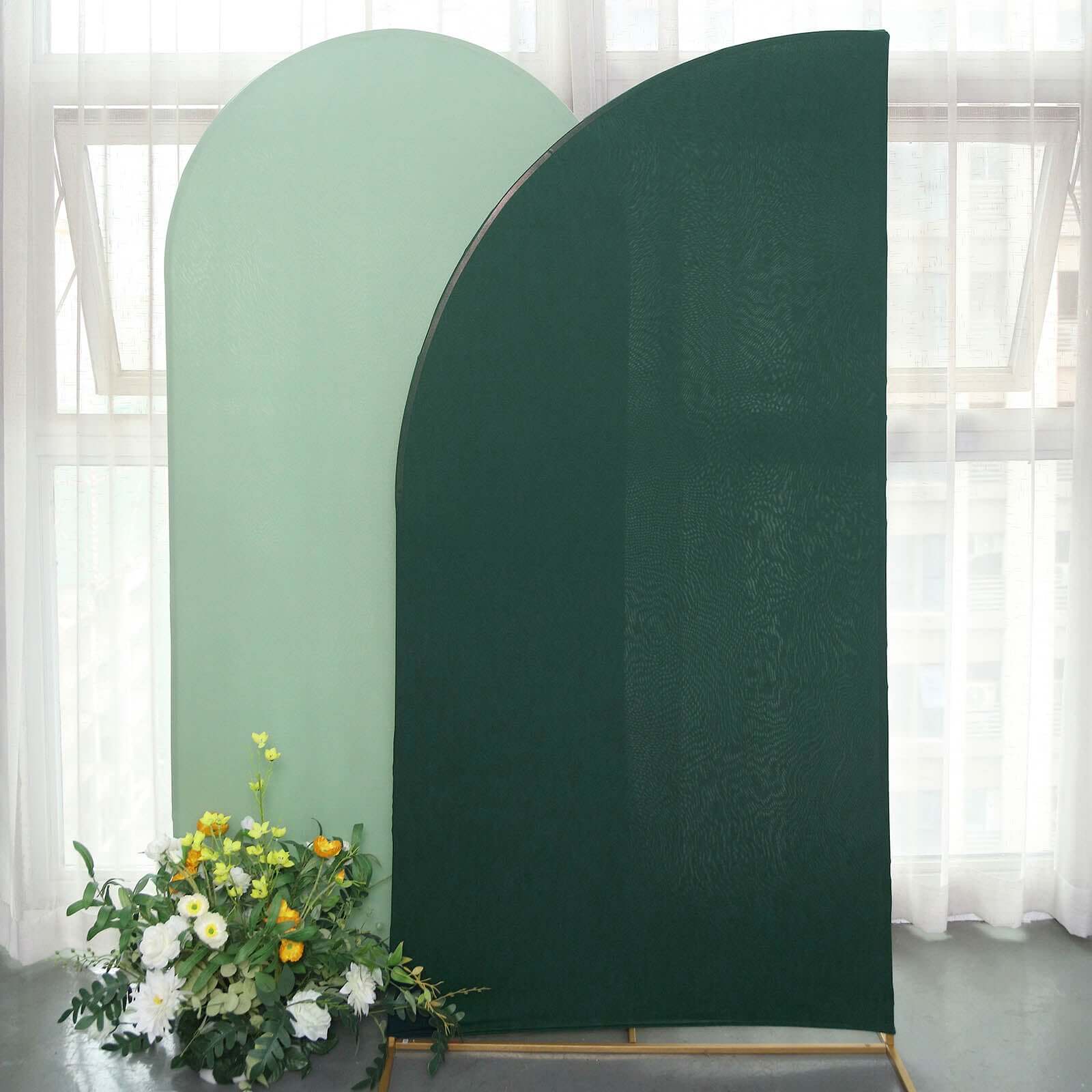 7ft Matte Hunter Emerald Green Spandex Half Moon Chiara Backdrop Stand Cover, Custom Fitted Wedding Arch Cover