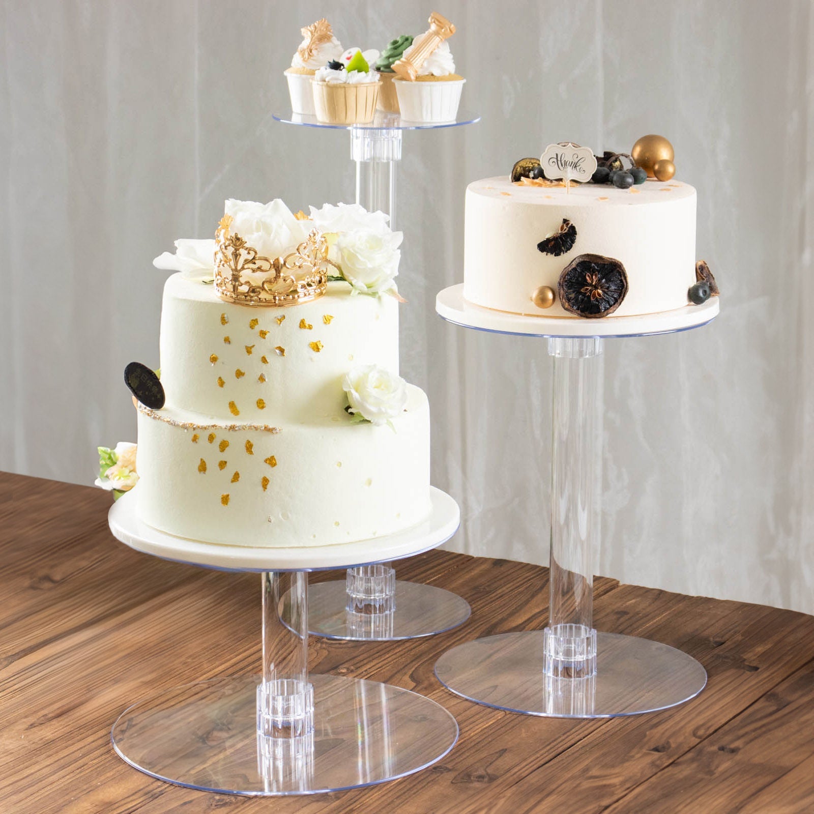 3-Tier Clear Acrylic Cake Stand Set, Cupcake Holder Dessert Pedestals