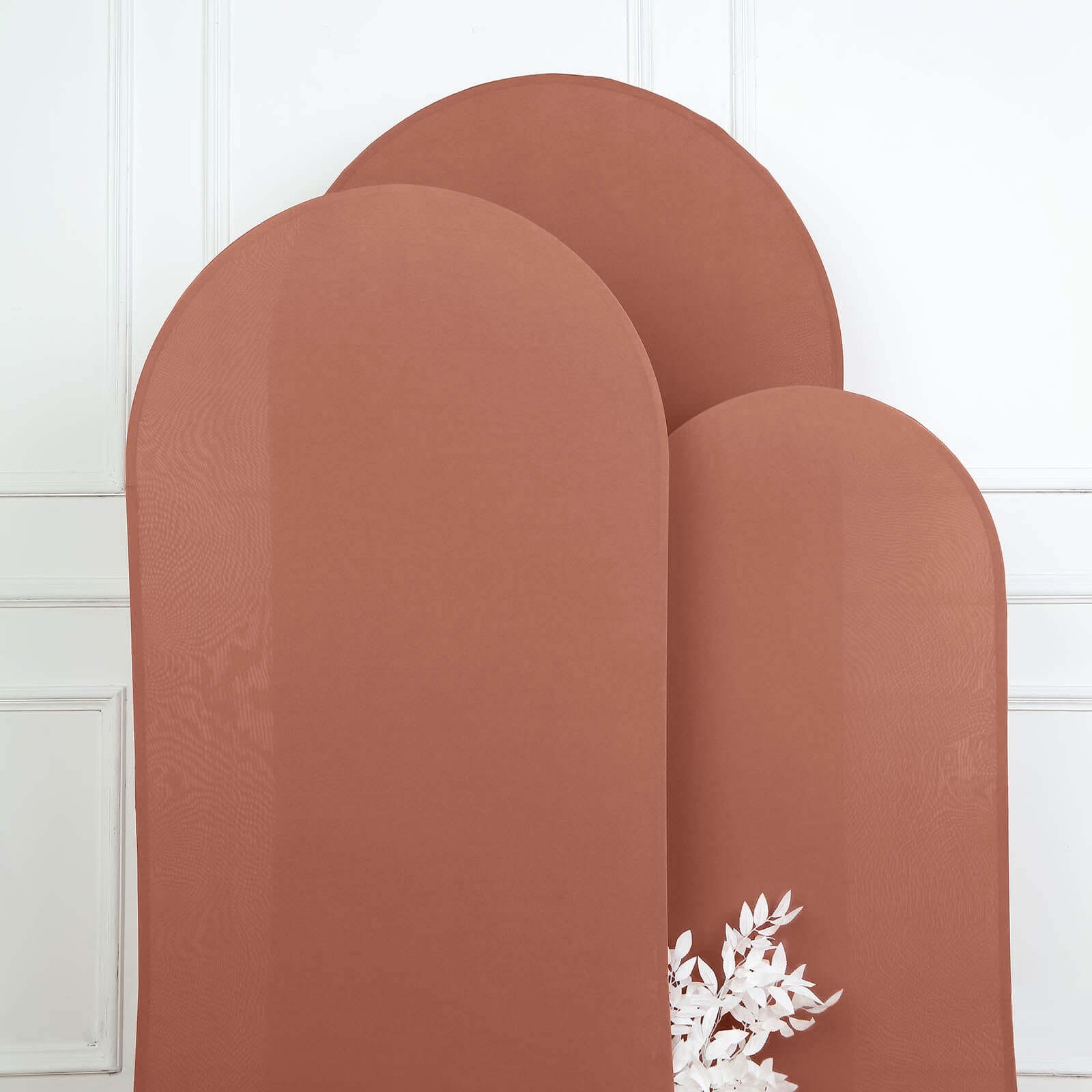 6ft Matte Terracotta (Rust) Spandex Fitted Chiara Backdrop Stand Cover For Round Top Wedding Arch